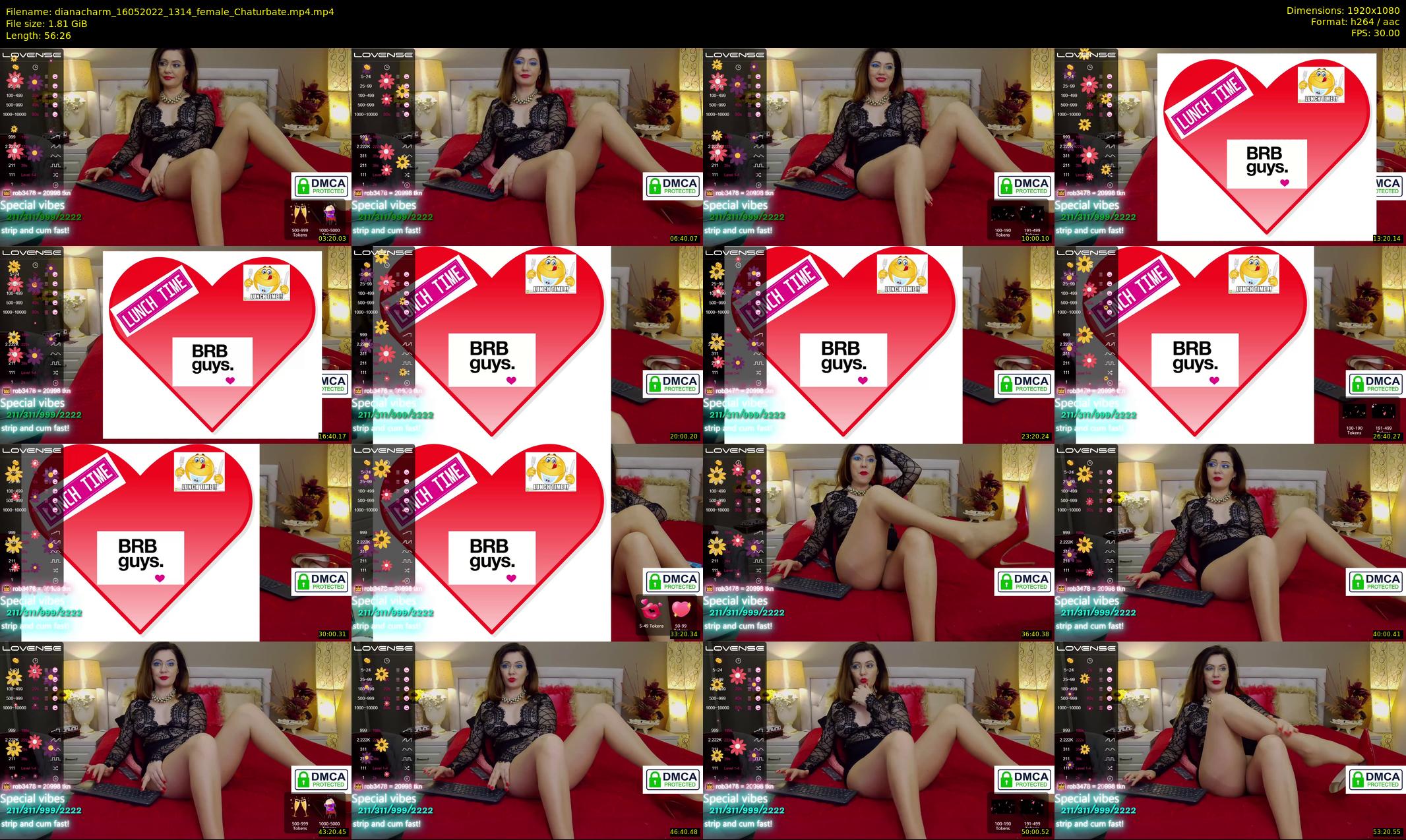 dianacharm — 57 minute Chaturbate female cam show recording, 1080p, May 16, 2022