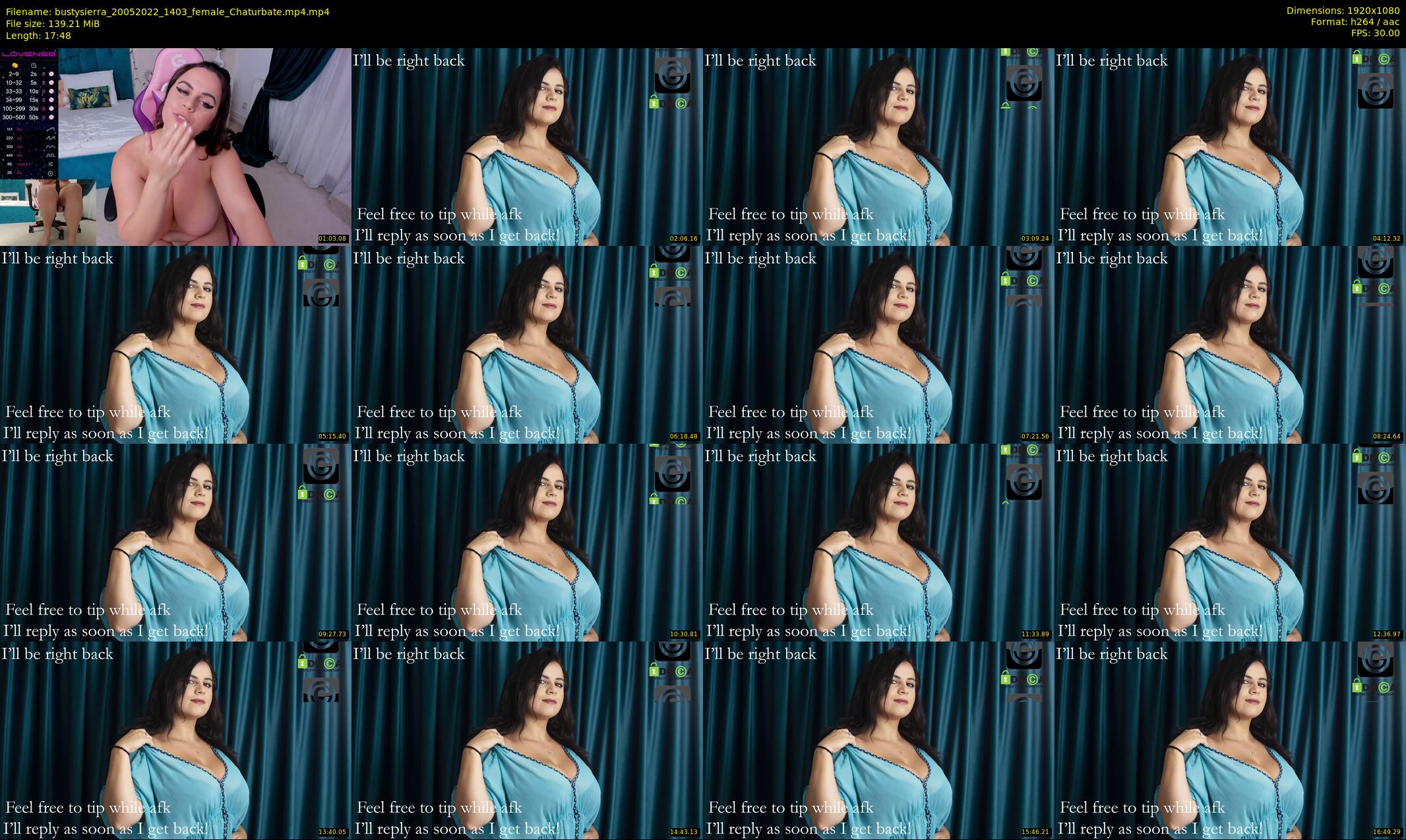 bustysierra — 18 minute Chaturbate female cam show recording, 1080p, May 20, 2022