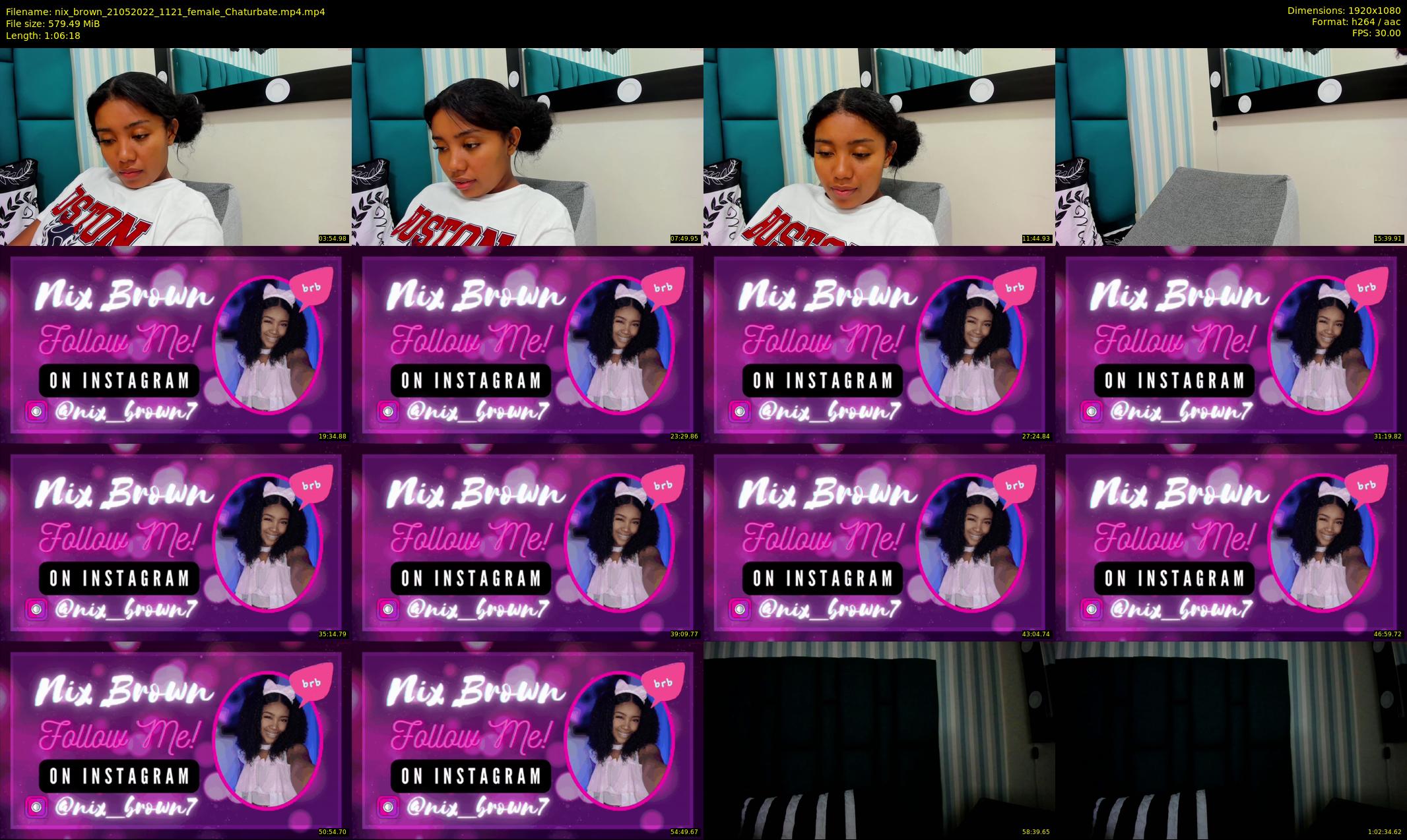 nix_brown — 67 minute Chaturbate female cam show recording, 1080p, May 21, 2022