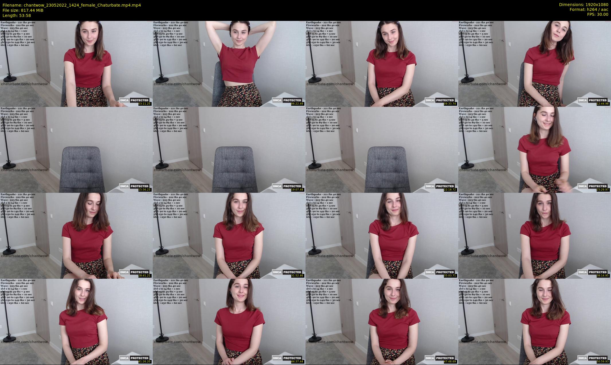 chantwow — 54 minute Chaturbate female cam show recording, 1080p, May 23, 2022