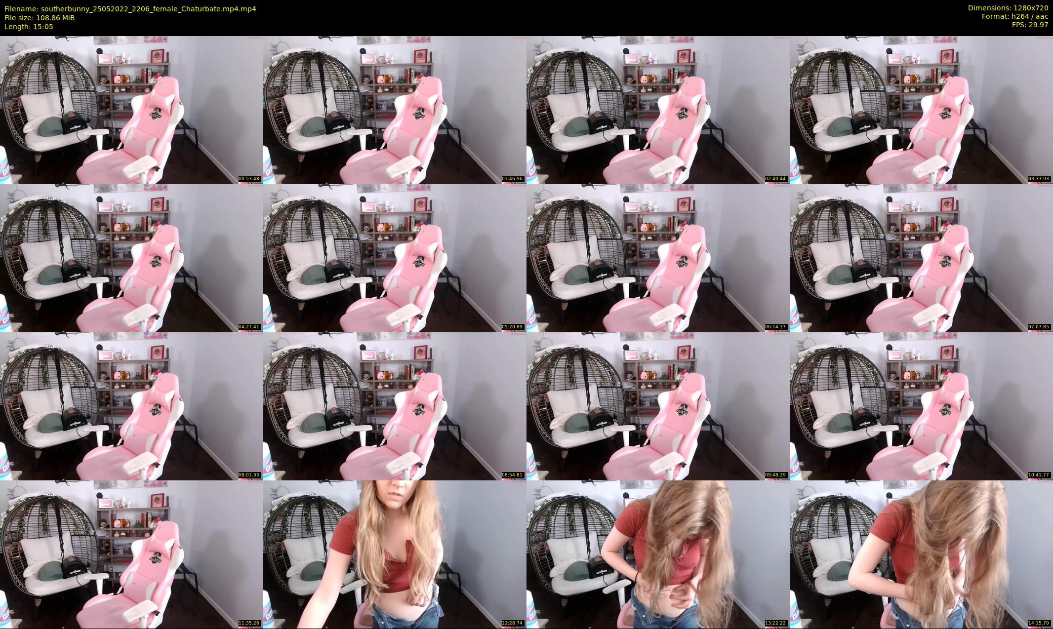 southerbunny — 16 minute Chaturbate female cam show recording, 720p, May 25, 2022