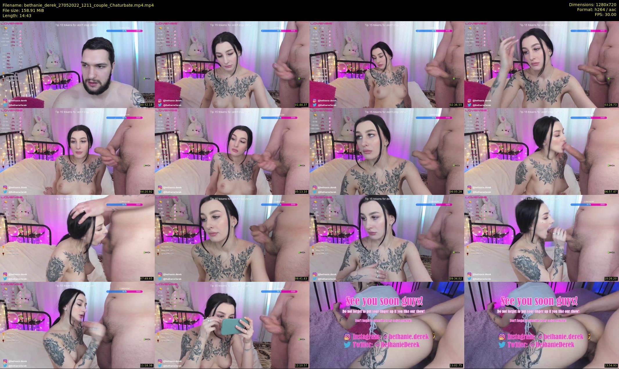 bethanie_derek — 15 minute Chaturbate couple cam show recording, 720p, May 27, 2022