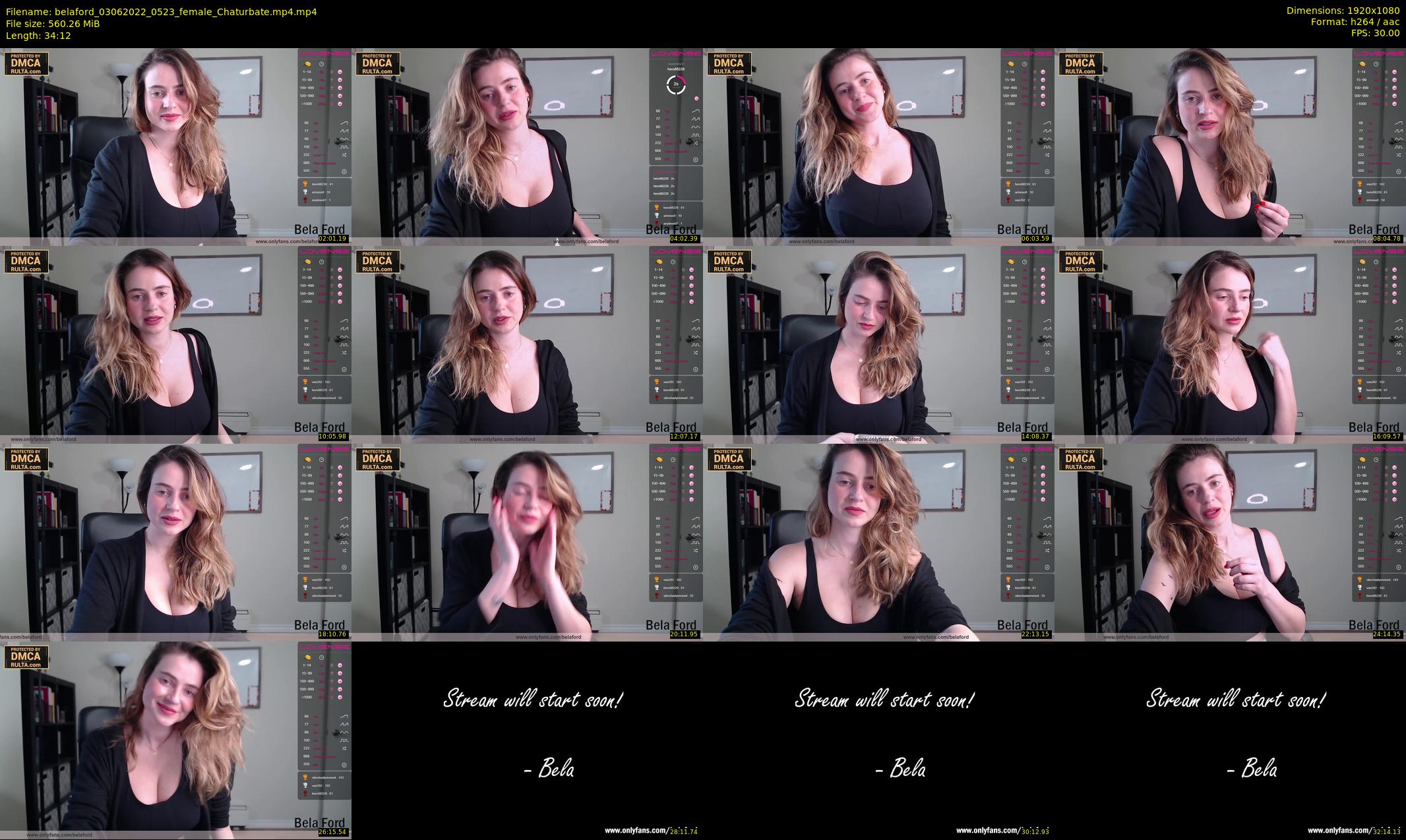 belaford — 35 minute Chaturbate female cam show recording, 1080p, Jun 3, 2022