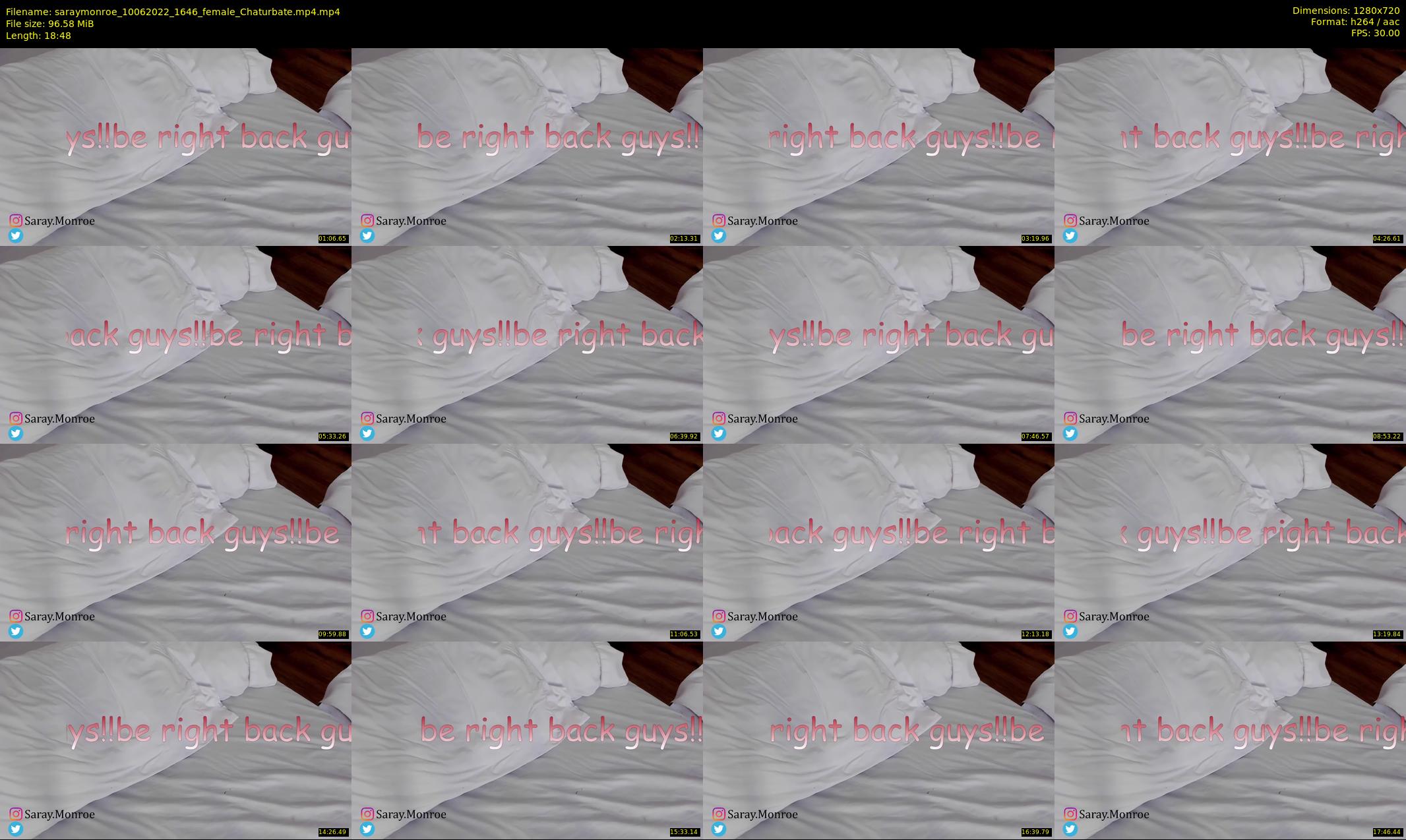saraymonroe — 19 minute Chaturbate female cam show recording, 720p, Jun 10, 2022