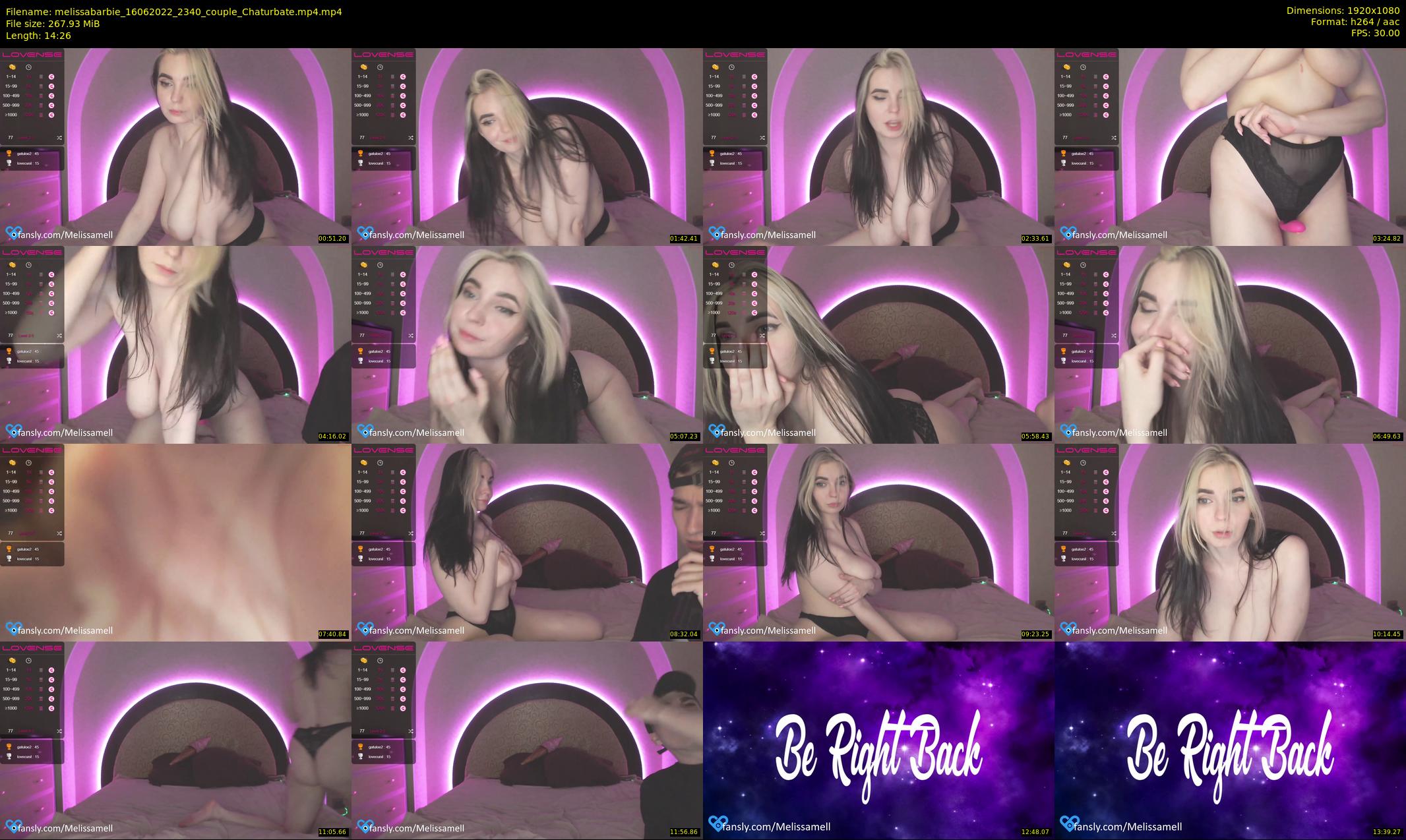 melissabarbie — 15 minute Chaturbate couple cam show recording, 1080p, Jun 16, 2022