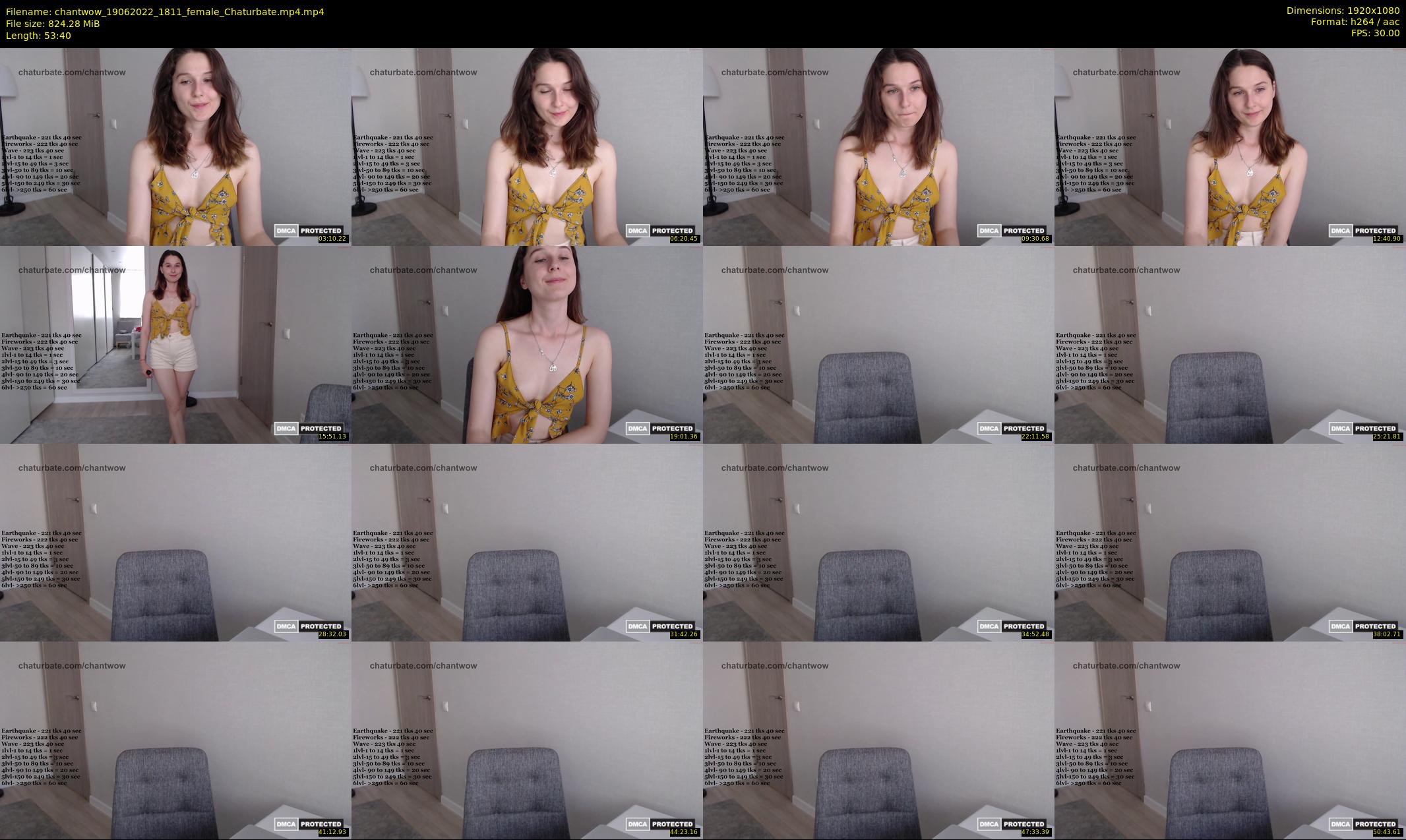 chantwow — 54 minute Chaturbate female cam show recording, 1080p, Jun 19, 2022
