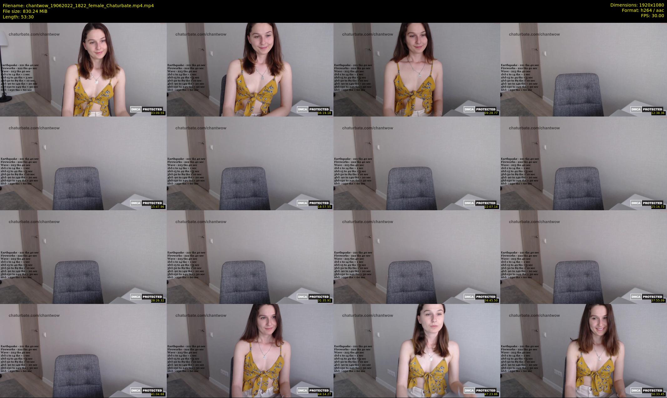 chantwow — 54 minute Chaturbate female cam show recording, 1080p, Jun 19, 2022