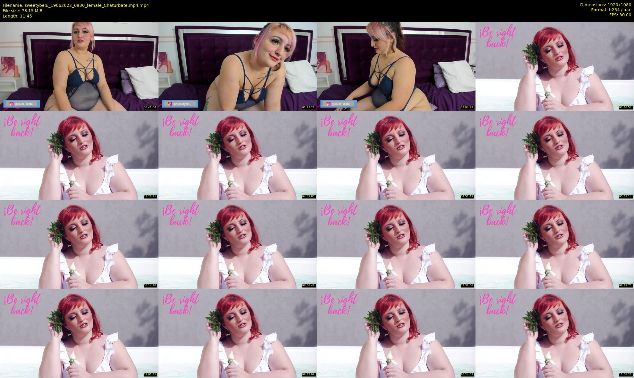 sweetybelu — 12 minute Chaturbate female cam show recording, 1080p, Jun 19, 2022