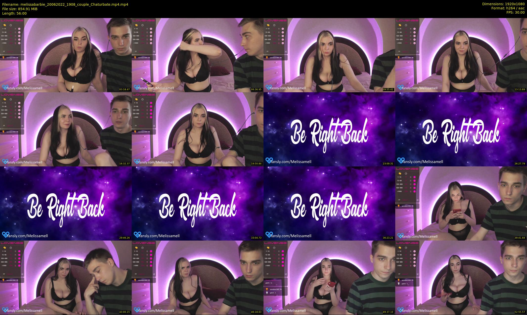 melissabarbie — 56 minute Chaturbate couple cam show recording, 1080p, Jun 20, 2022