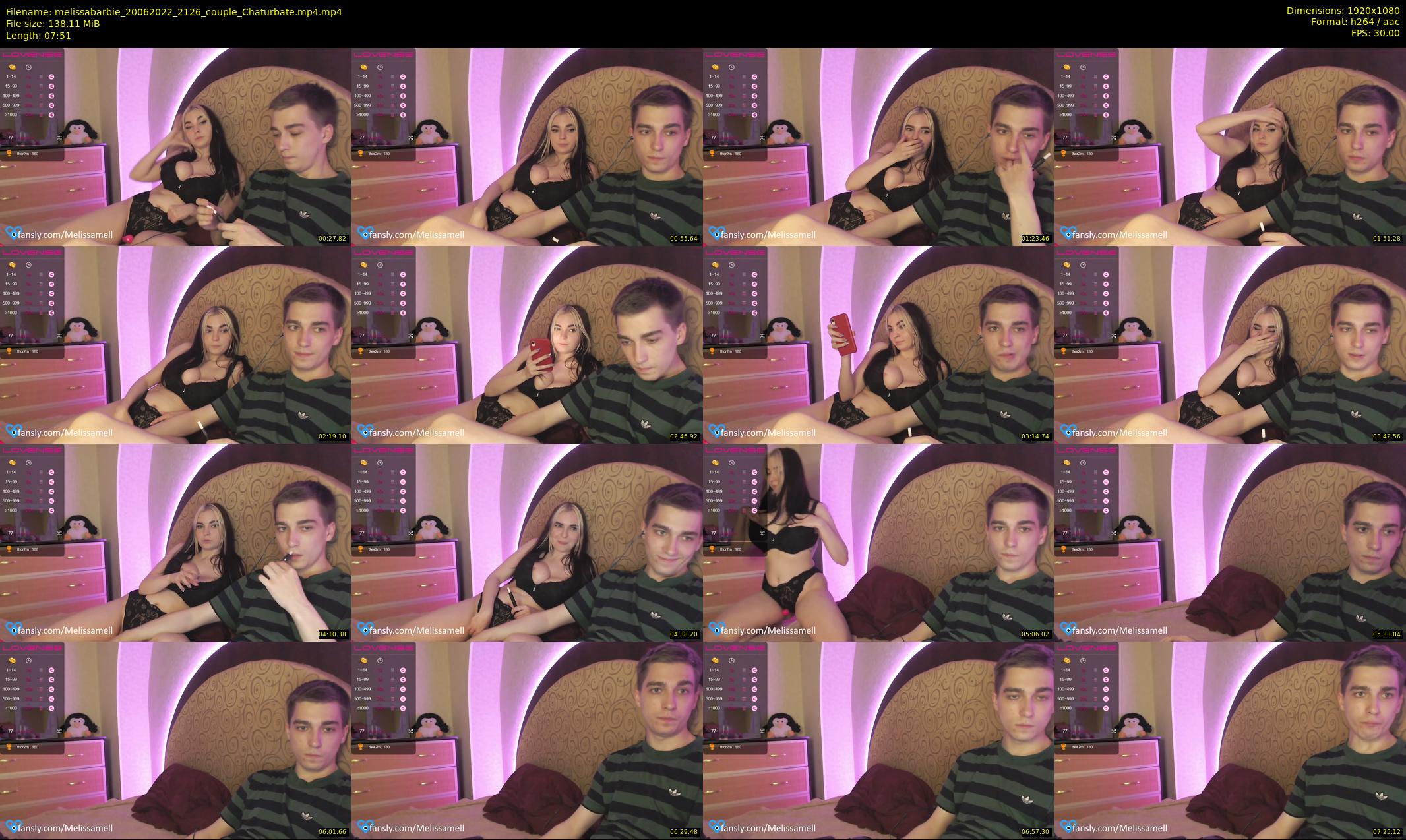 melissabarbie — 8 minute Chaturbate couple cam show recording, 1080p, Jun 20, 2022