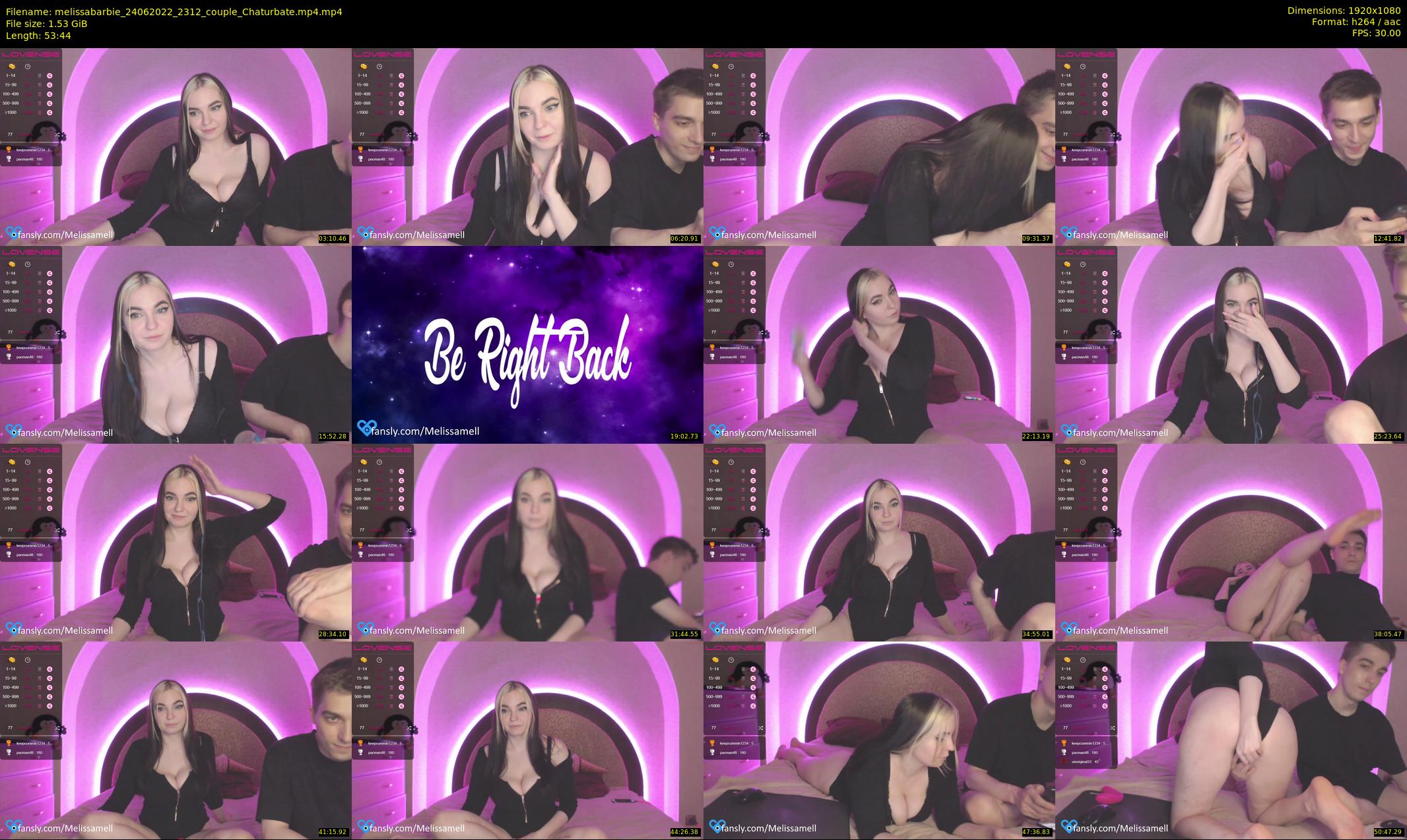 melissabarbie — 54 minute Chaturbate couple cam show recording, 1080p, Jun 24, 2022