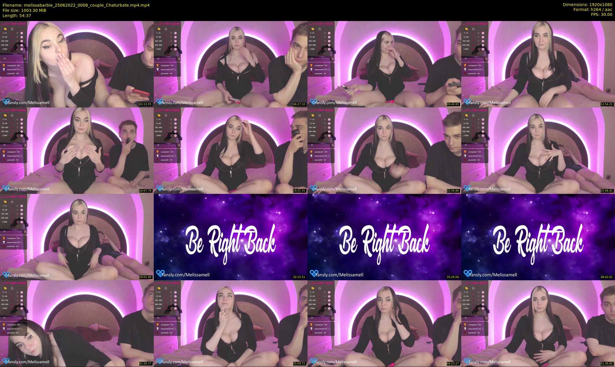melissabarbie — 55 minute Chaturbate couple cam show recording, 1080p, Jun 25, 2022