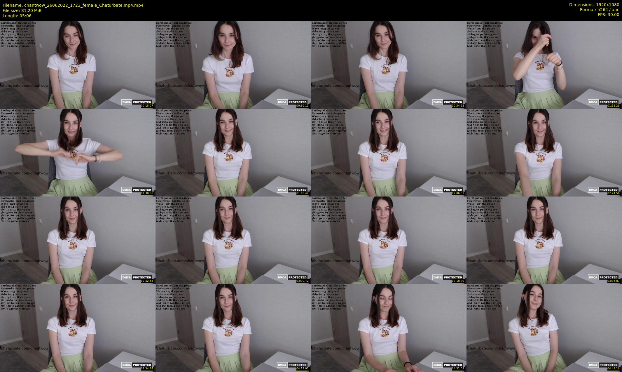 chantwow — 6 minute Chaturbate female cam show recording, 1080p, Jun 26, 2022