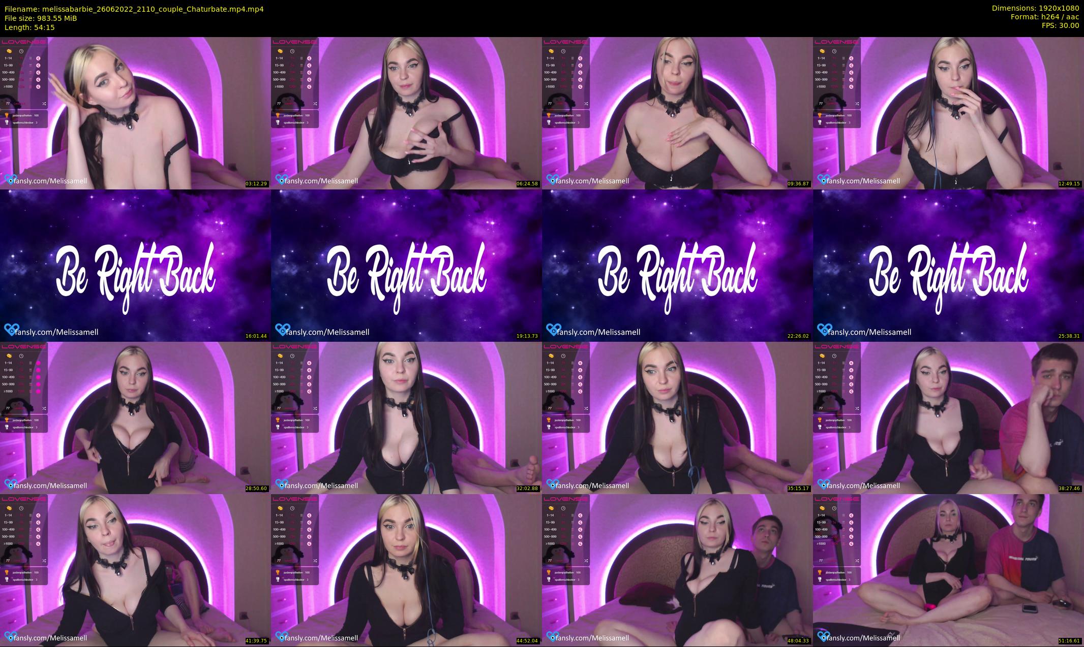melissabarbie — 55 minute Chaturbate couple cam show recording, 1080p, Jun 26, 2022