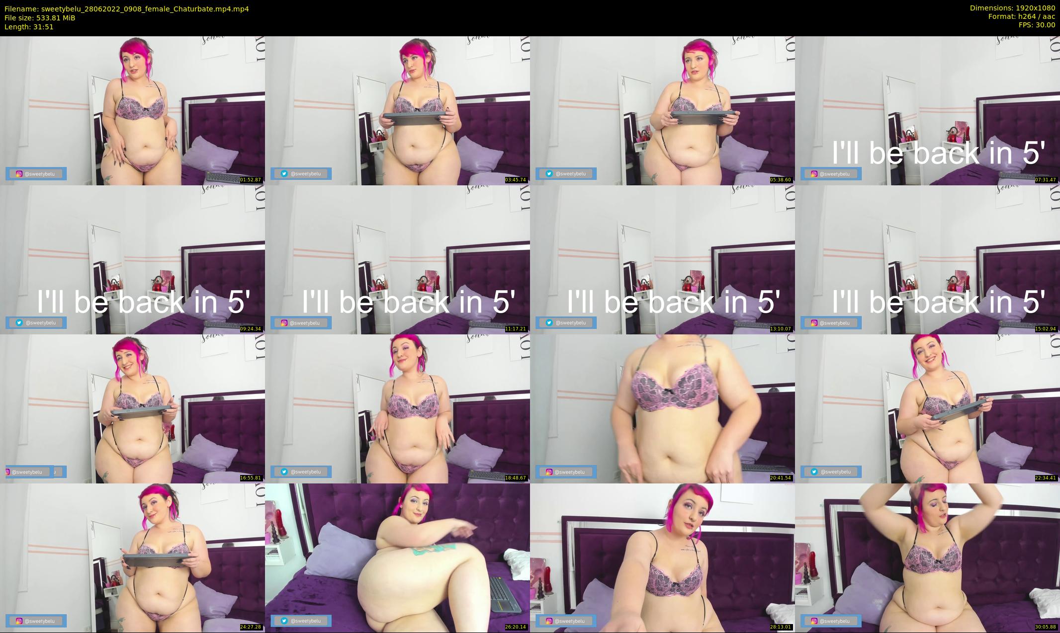 sweetybelu — 32 minute Chaturbate female cam show recording, 1080p, Jun 28, 2022