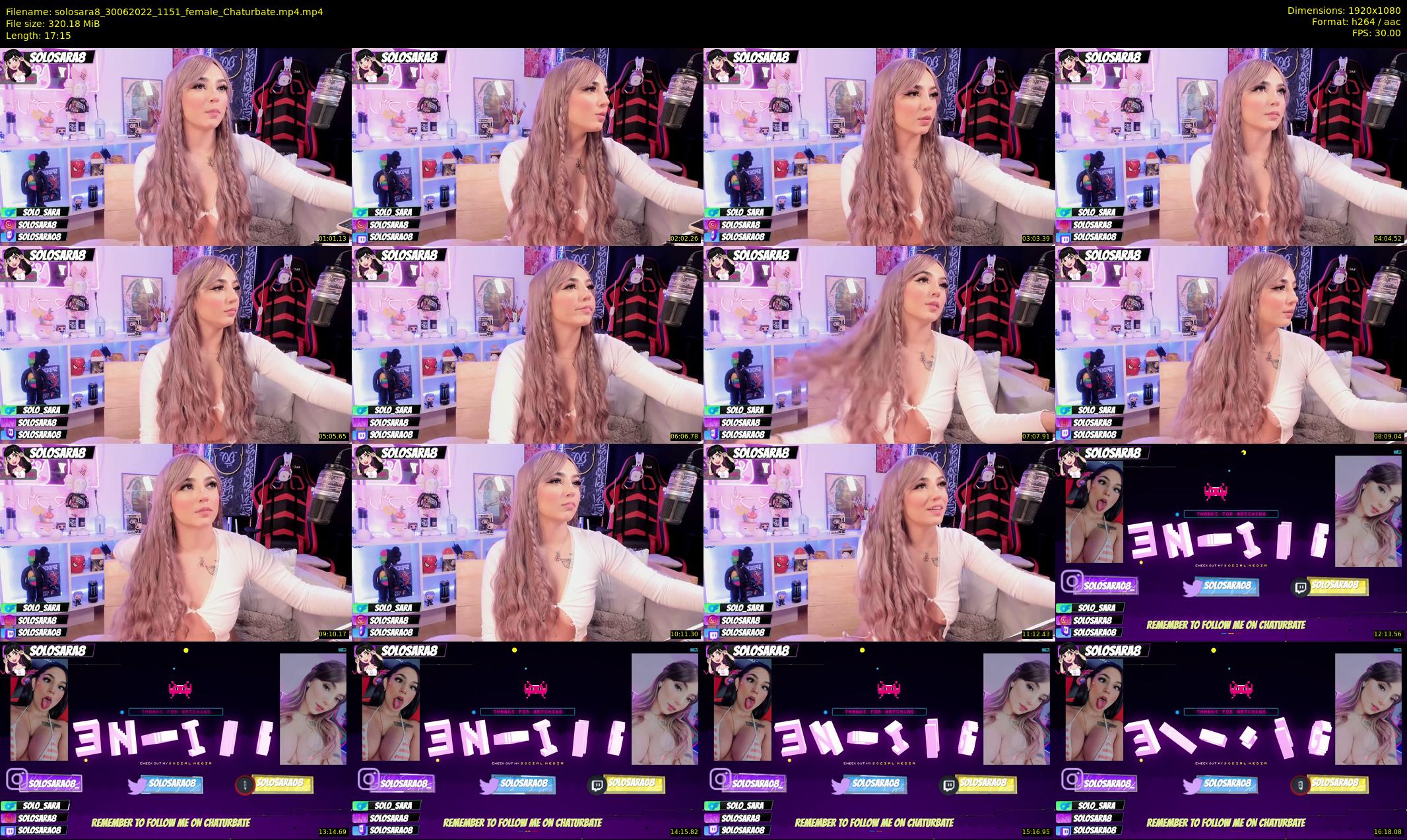 solosara8 — 18 minute Chaturbate female cam show recording, 1080p, Jun 30, 2022
