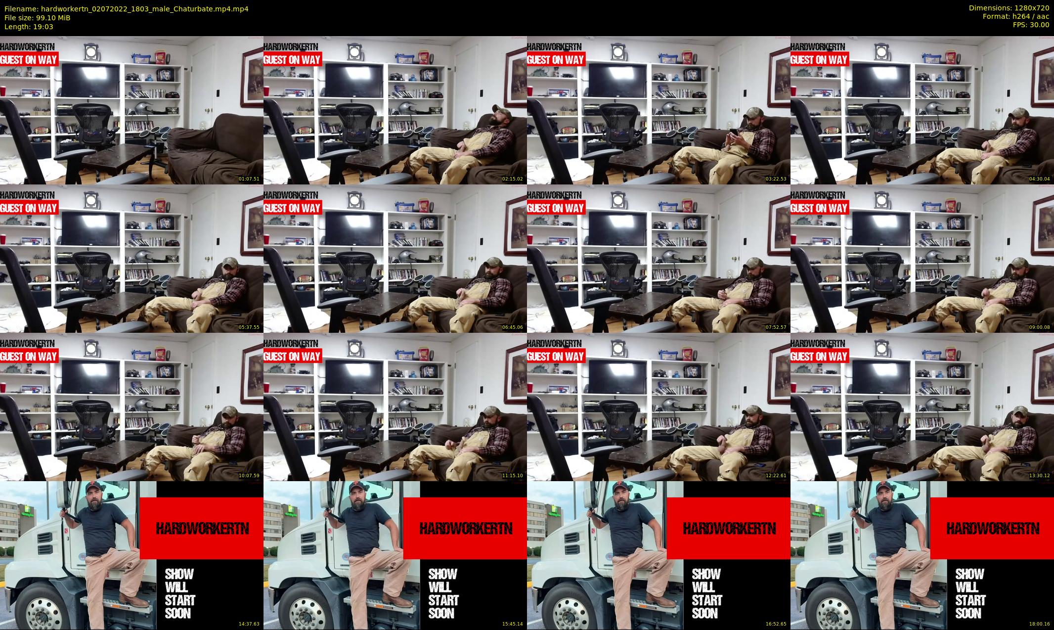 hardworkertn — 20 minute Chaturbate male cam show recording, 720p, Jul 2, 2022