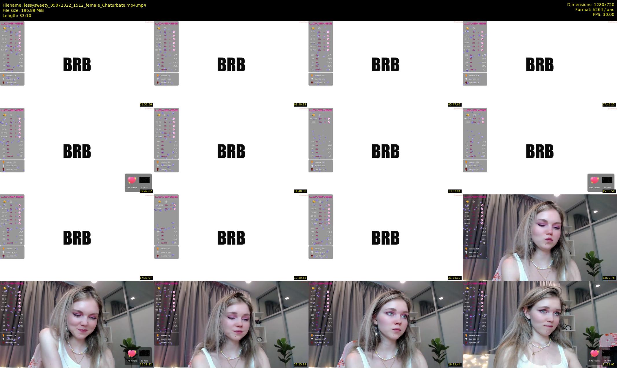 lessysweety — 34 minute Chaturbate female cam show recording, 720p, Jul 5, 2022