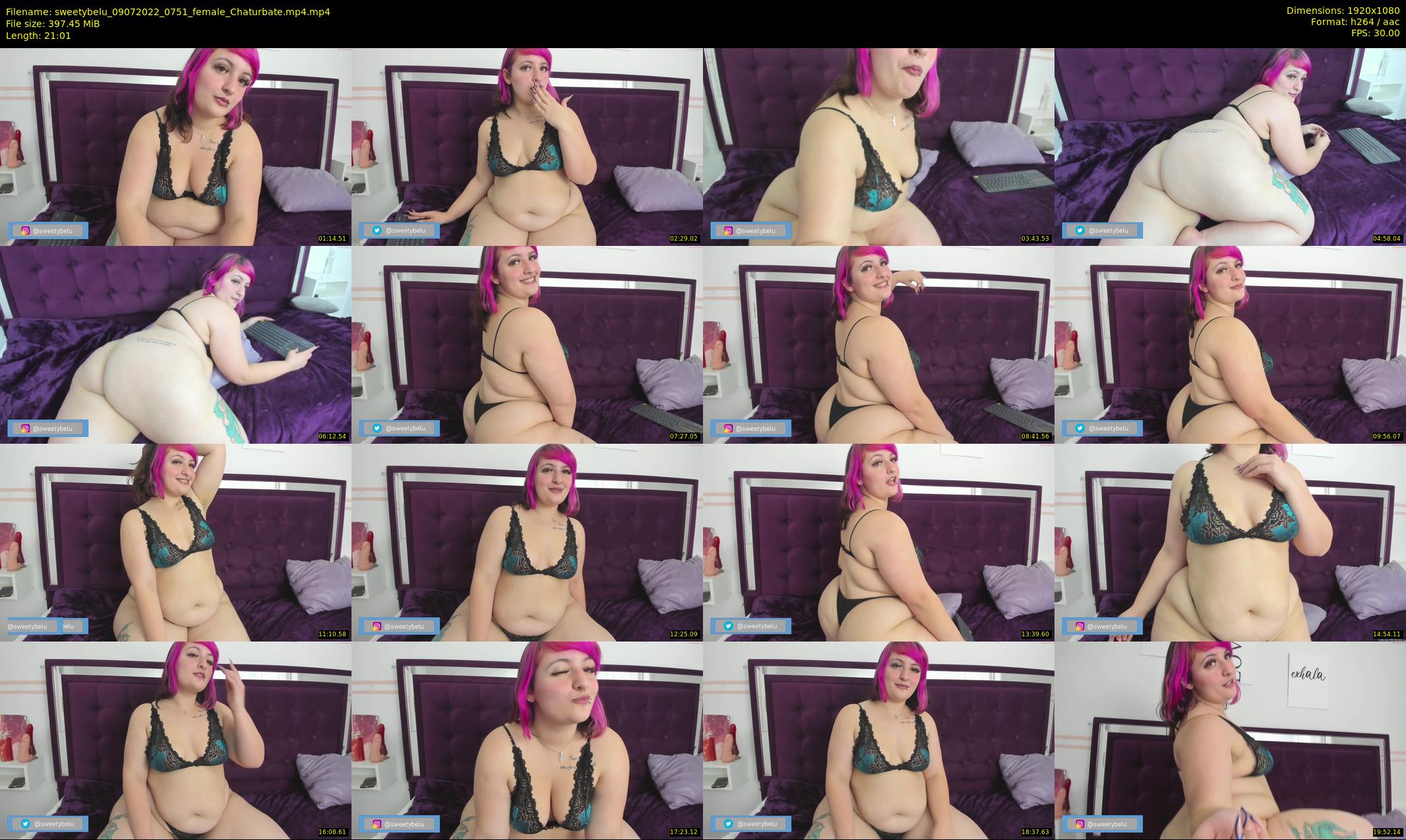 sweetybelu — 22 minute Chaturbate female cam show recording, 1080p, Jul 9, 2022