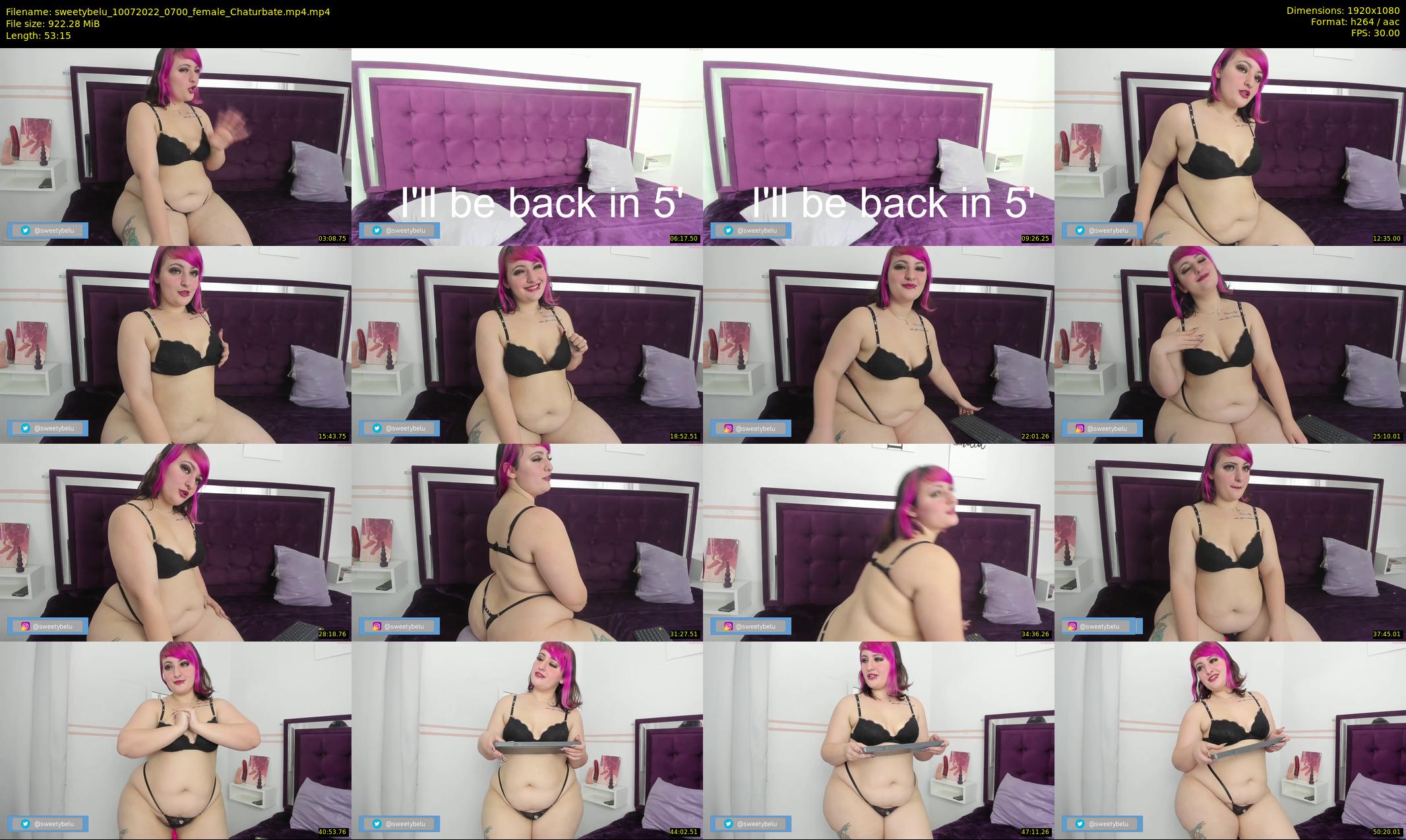 sweetybelu — 54 minute Chaturbate female cam show recording, 1080p, Jul 10, 2022