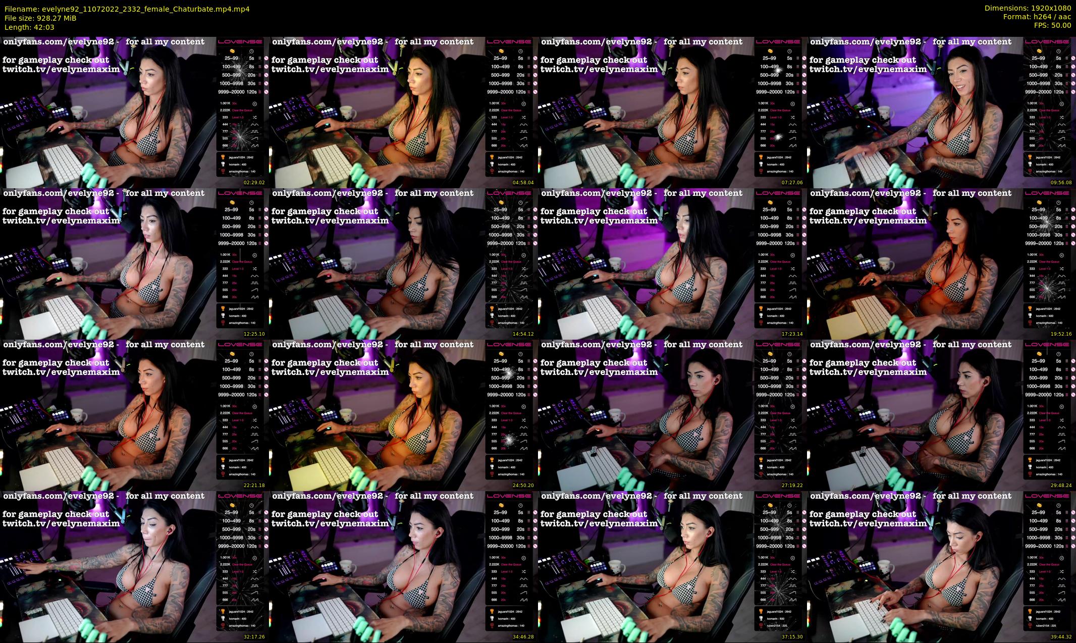 evelyne92 — 43 minute Chaturbate female cam show recording, 1080p, Jul 11, 2022