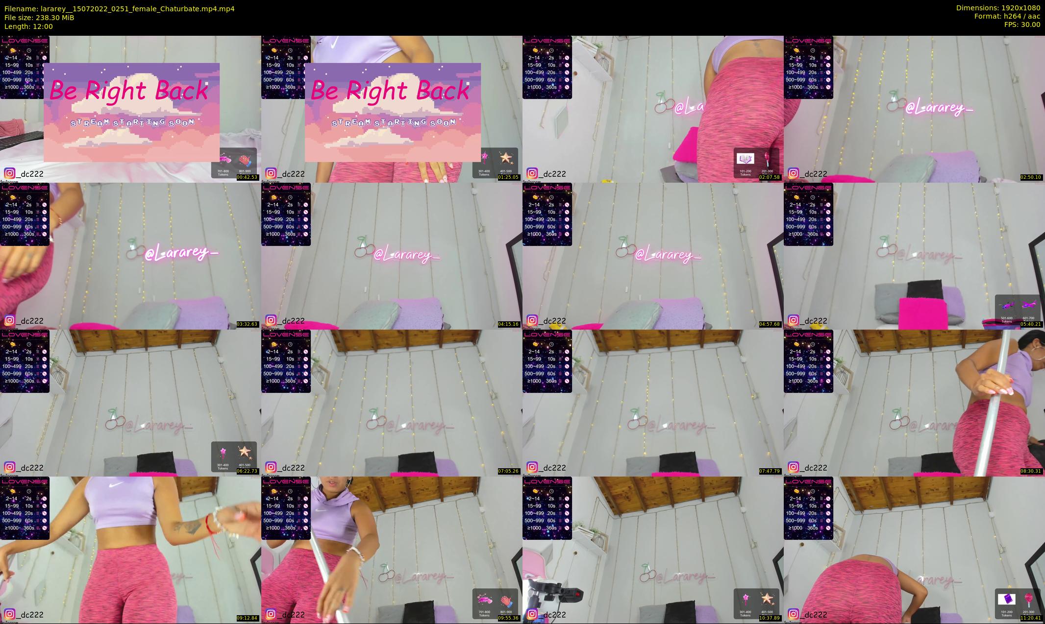 lararey_ — 12 minute Chaturbate female cam show recording, 1080p, Jul 15, 2022