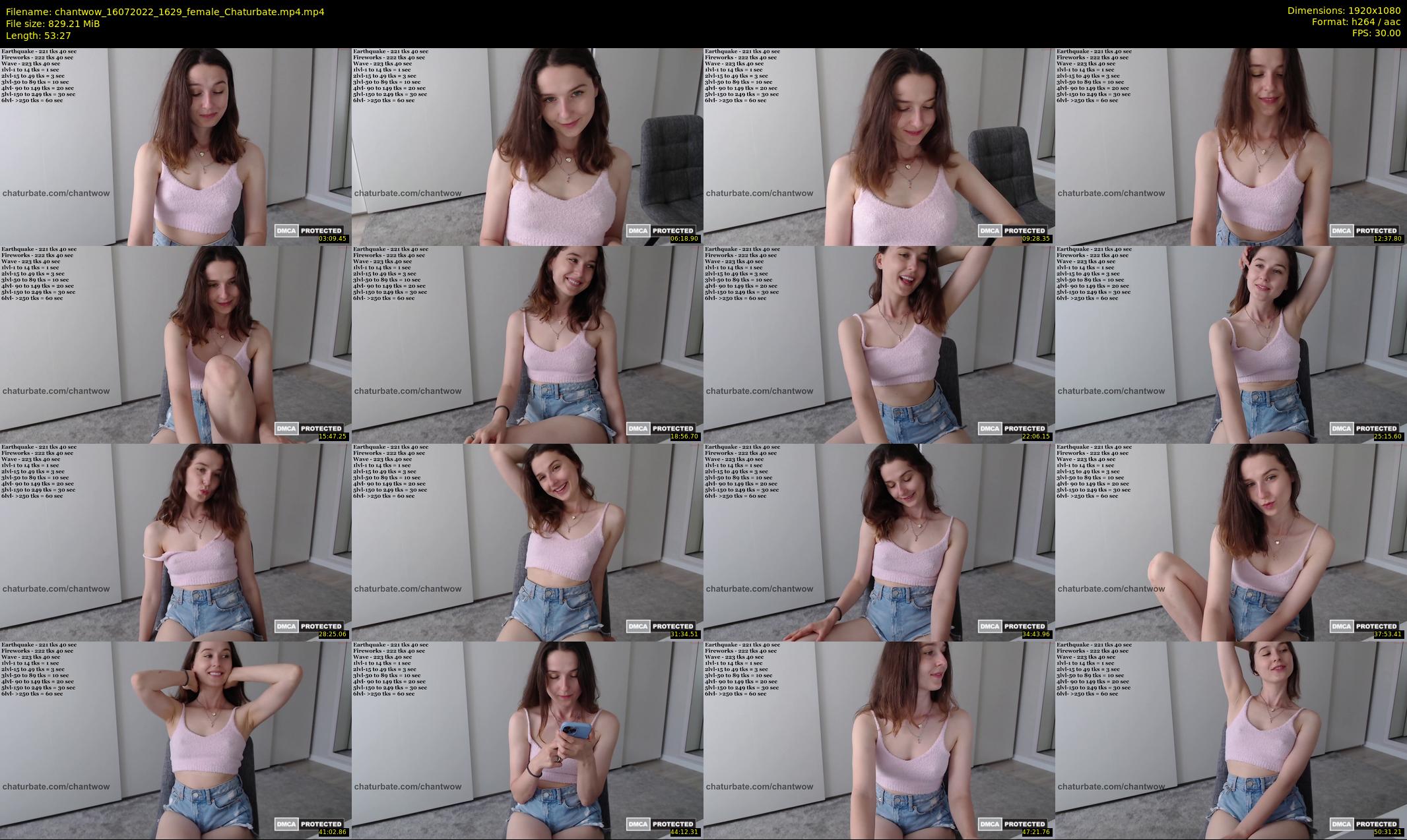 chantwow — 54 minute Chaturbate female cam show recording, 1080p, Jul 16, 2022