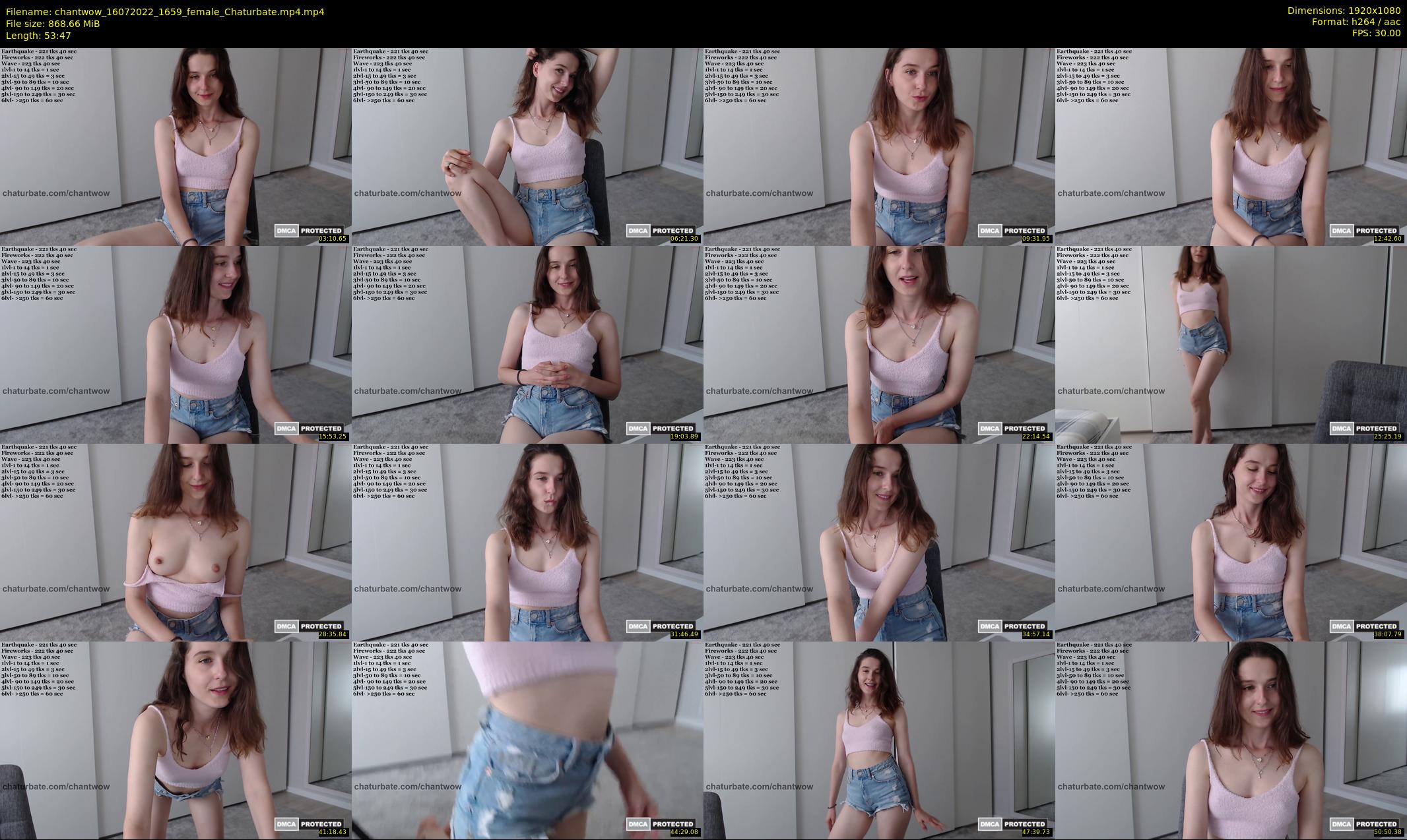 chantwow — 54 minute Chaturbate female cam show recording, 1080p, Jul 16, 2022