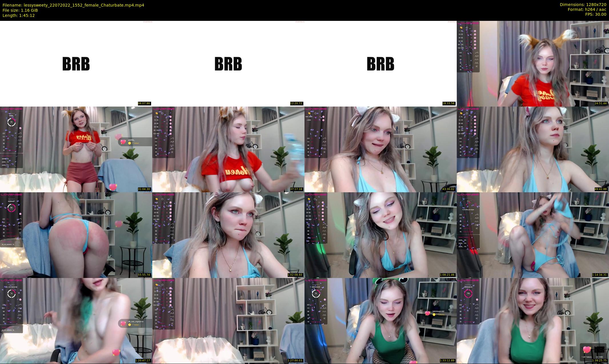 lessysweety — 106 minute Chaturbate female cam show recording, 720p, Jul 22, 2022
