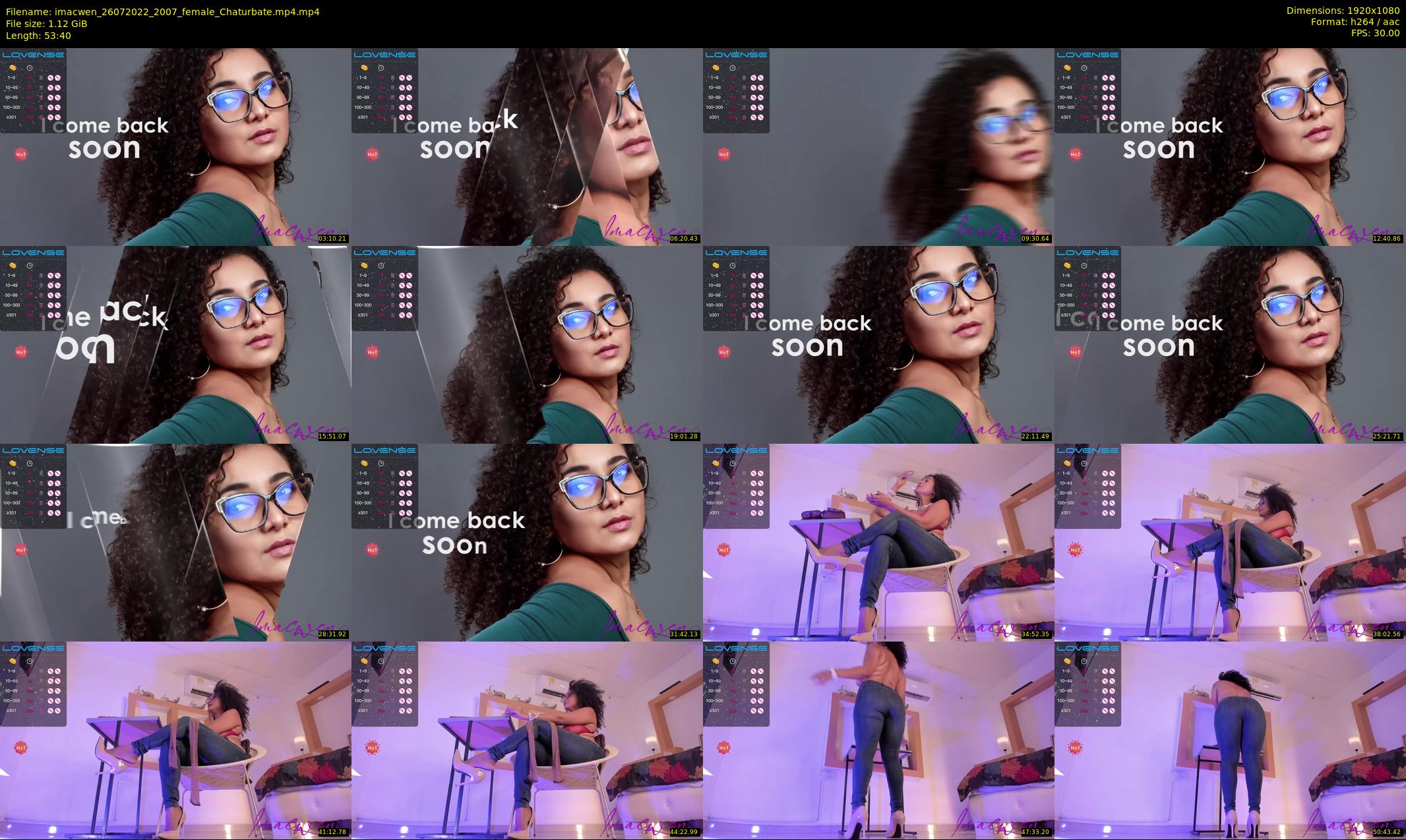 imacwen — 54 minute Chaturbate female cam show recording, 1080p, Jul 26, 2022