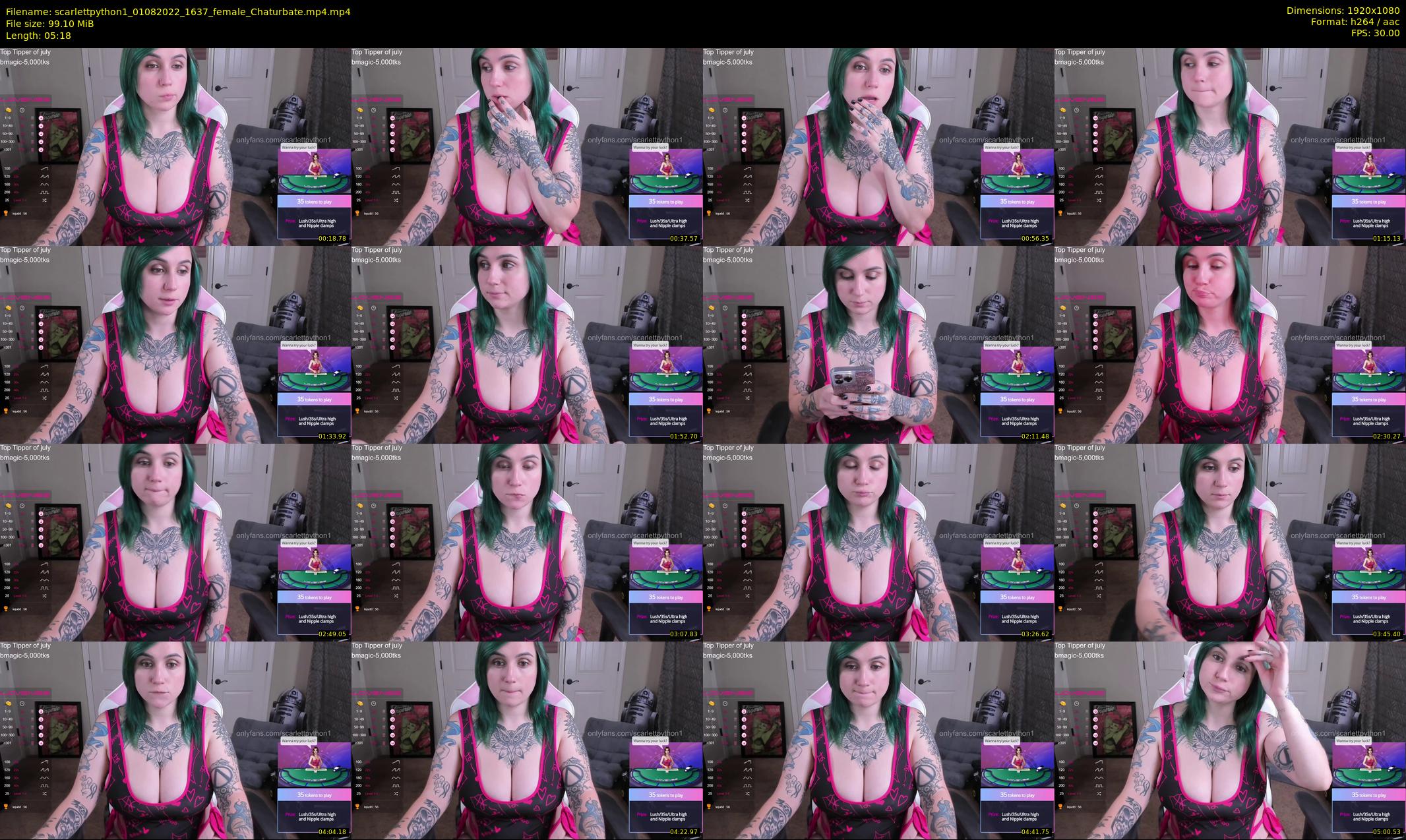 scarlettpython1 — 6 minute Chaturbate female cam show recording, 1080p, Aug 1, 2022