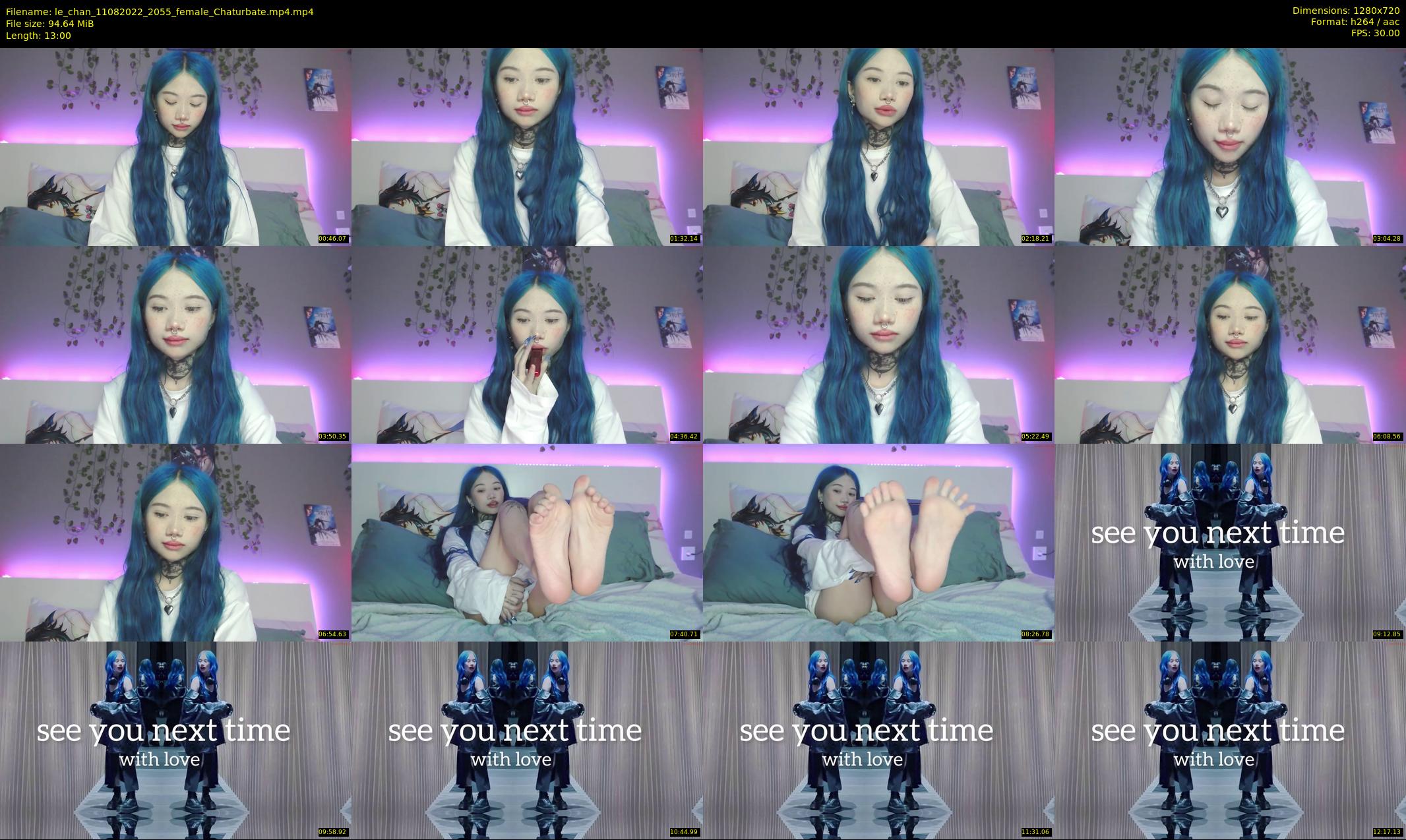 le_chan — 13 minute Chaturbate female cam show recording, 720p, Aug 11, 2022
