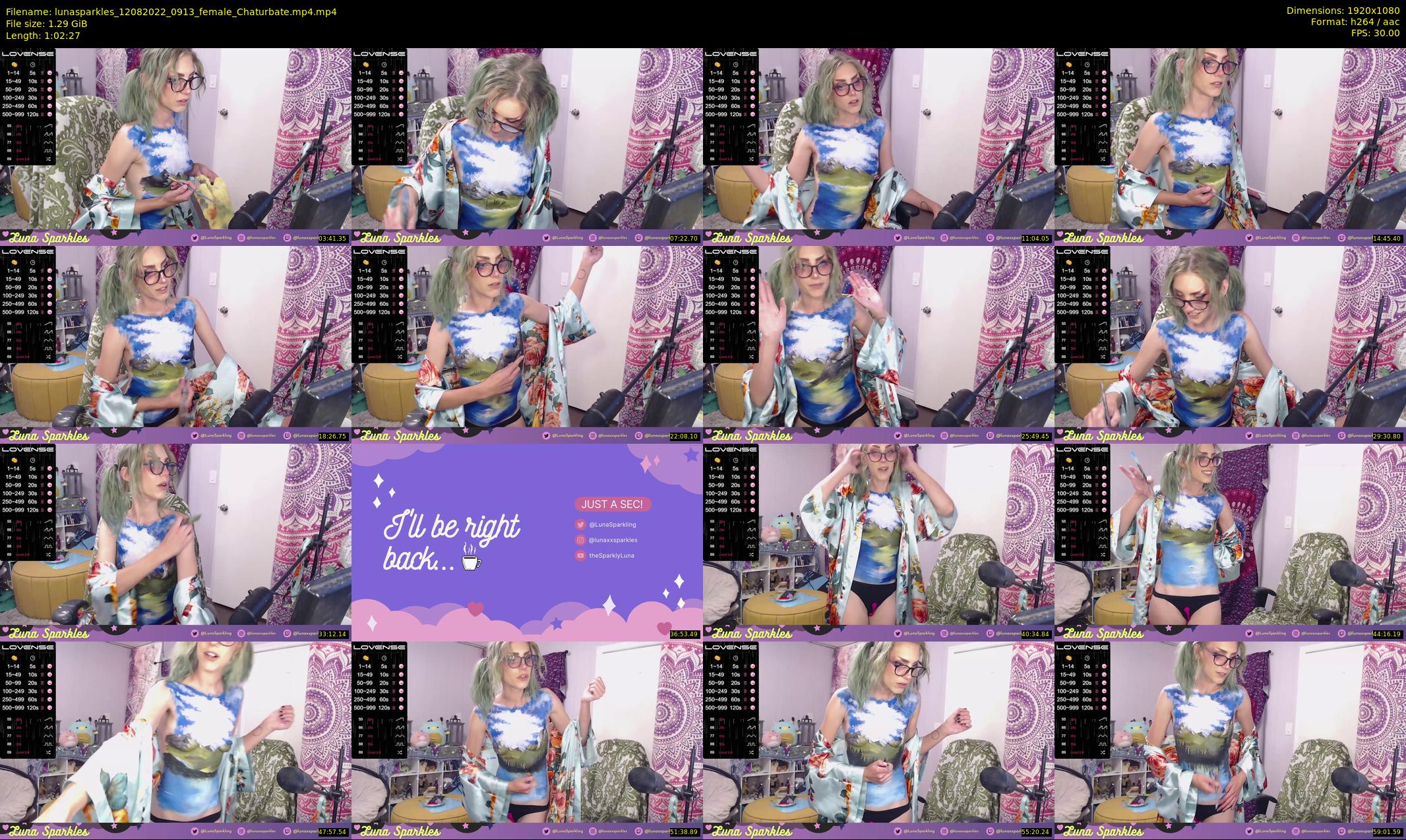 lunasparkles — 63 minute Chaturbate female cam show recording, 1080p, Aug 12, 2022
