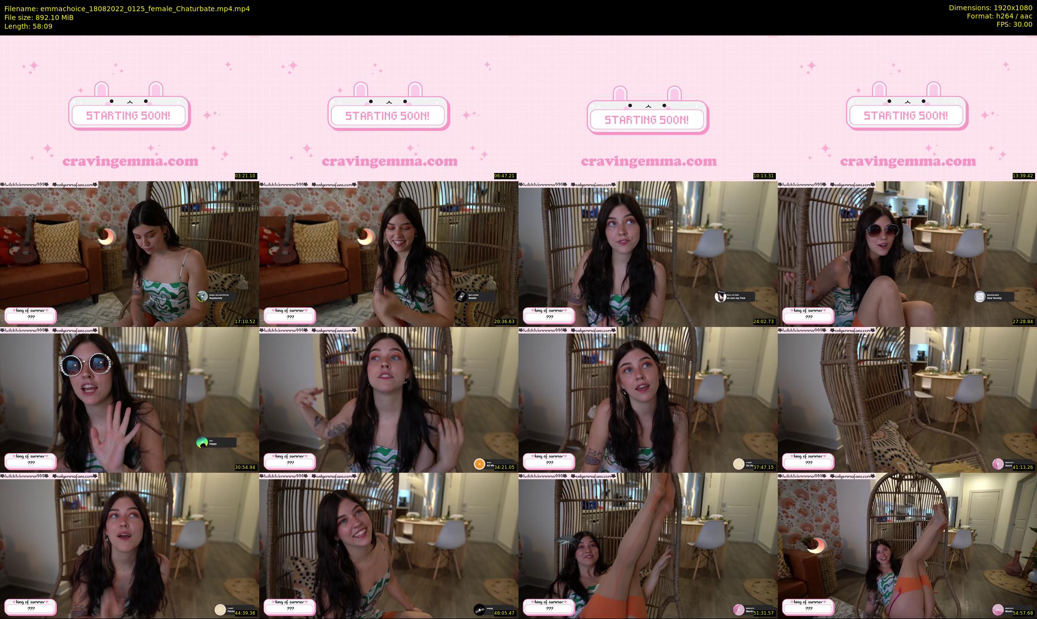 emmachoice — 59 minute Chaturbate female cam show recording, 1080p, Aug 18, 2022