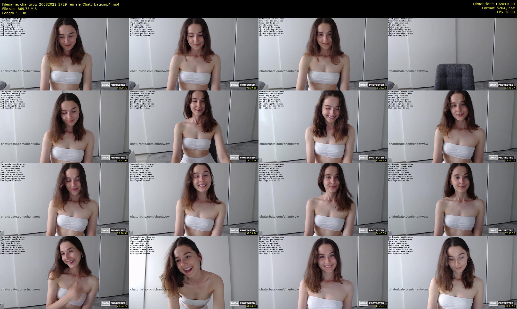chantwow — 54 minute Chaturbate female cam show recording, 1080p, Aug 20, 2022