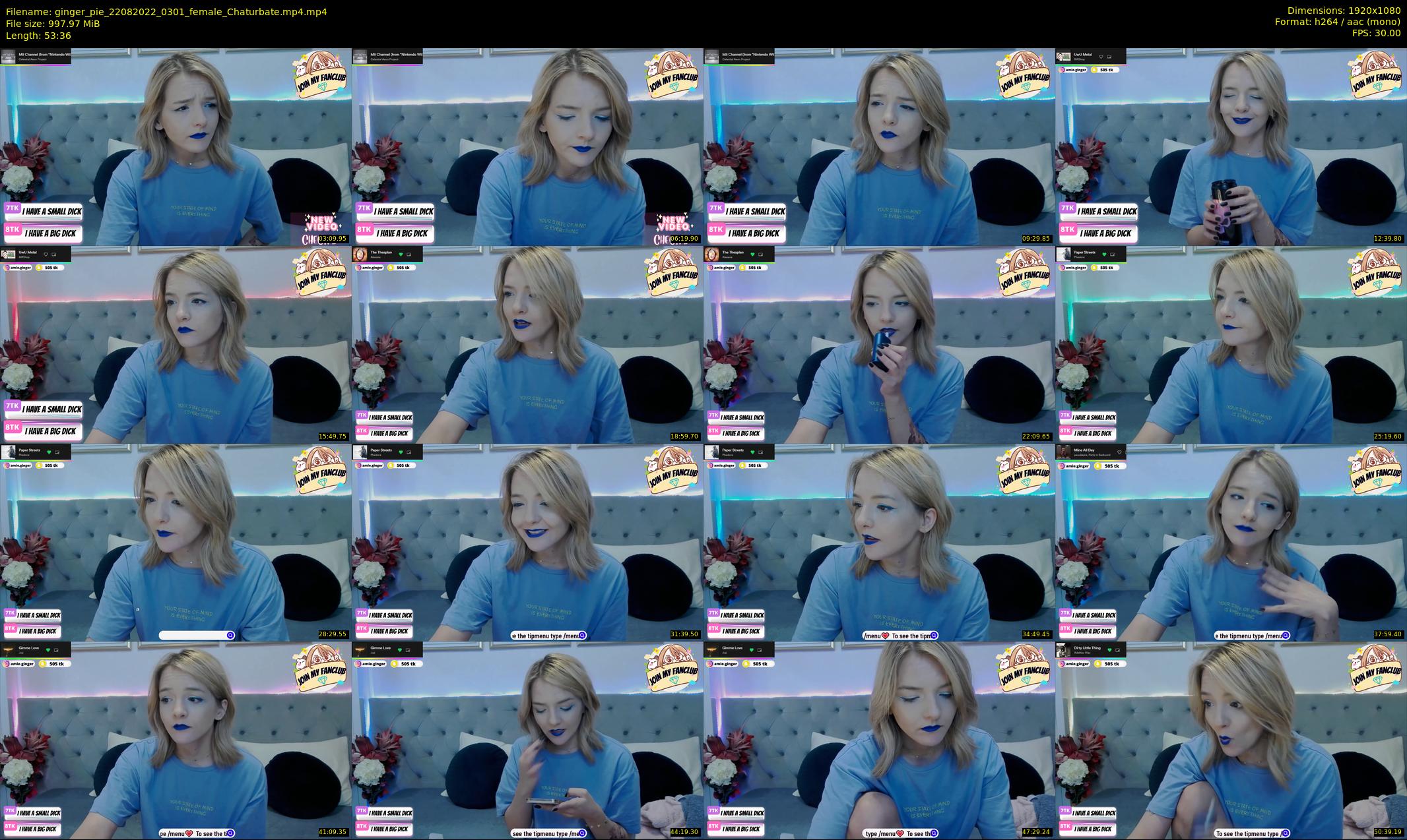ginger_pie — 54 minute Chaturbate female cam show recording, 1080p, Aug 22, 2022