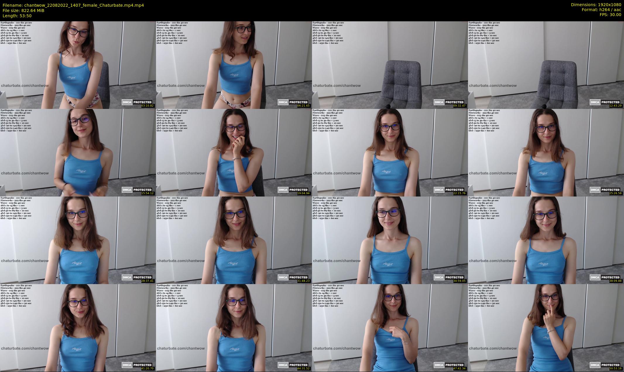 chantwow — 54 minute Chaturbate female cam show recording, 1080p, Aug 22, 2022
