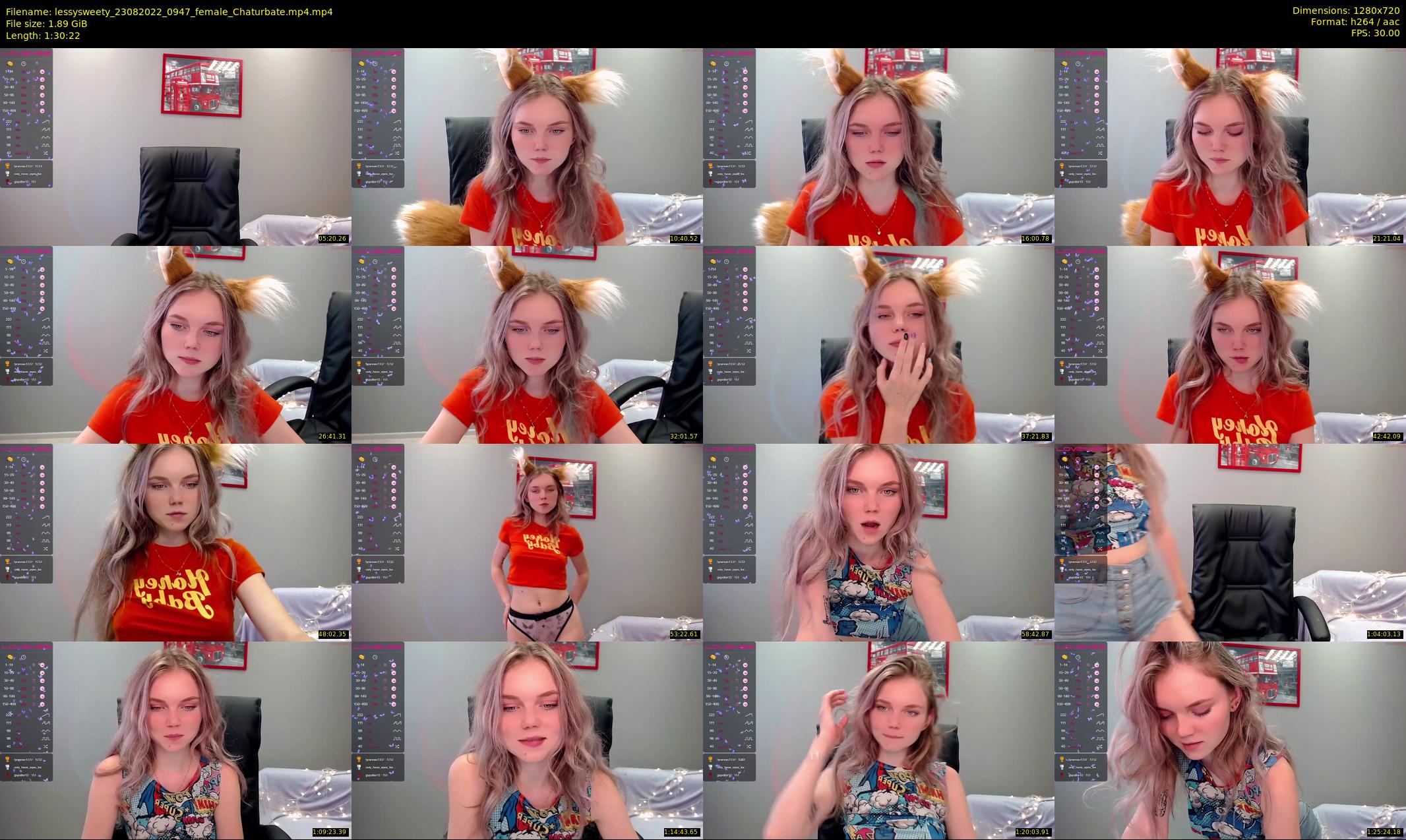 lessysweety — 91 minute Chaturbate female cam show recording, 720p, Aug 23, 2022