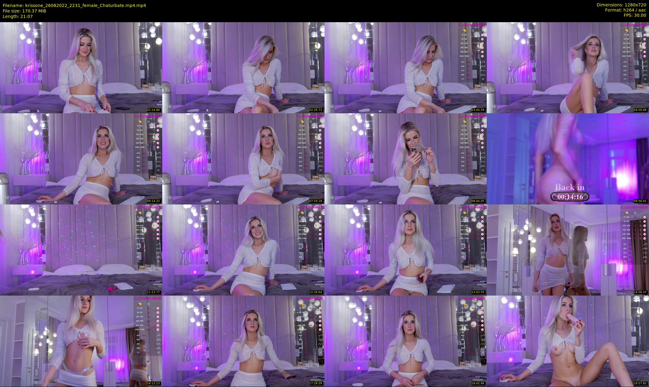 krissone — 22 minute Chaturbate female cam show recording, 720p, Aug 26, 2022