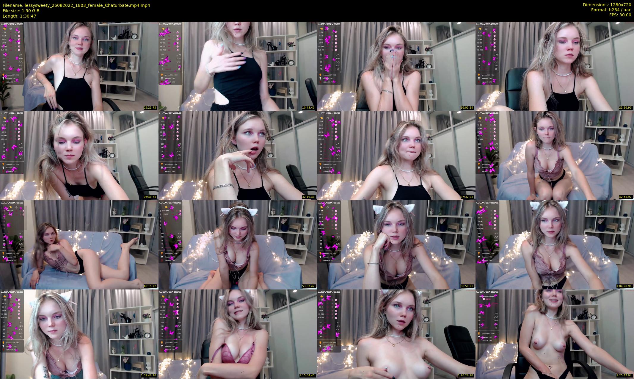 lessysweety — 91 minute Chaturbate female cam show recording, 720p, Aug 26, 2022