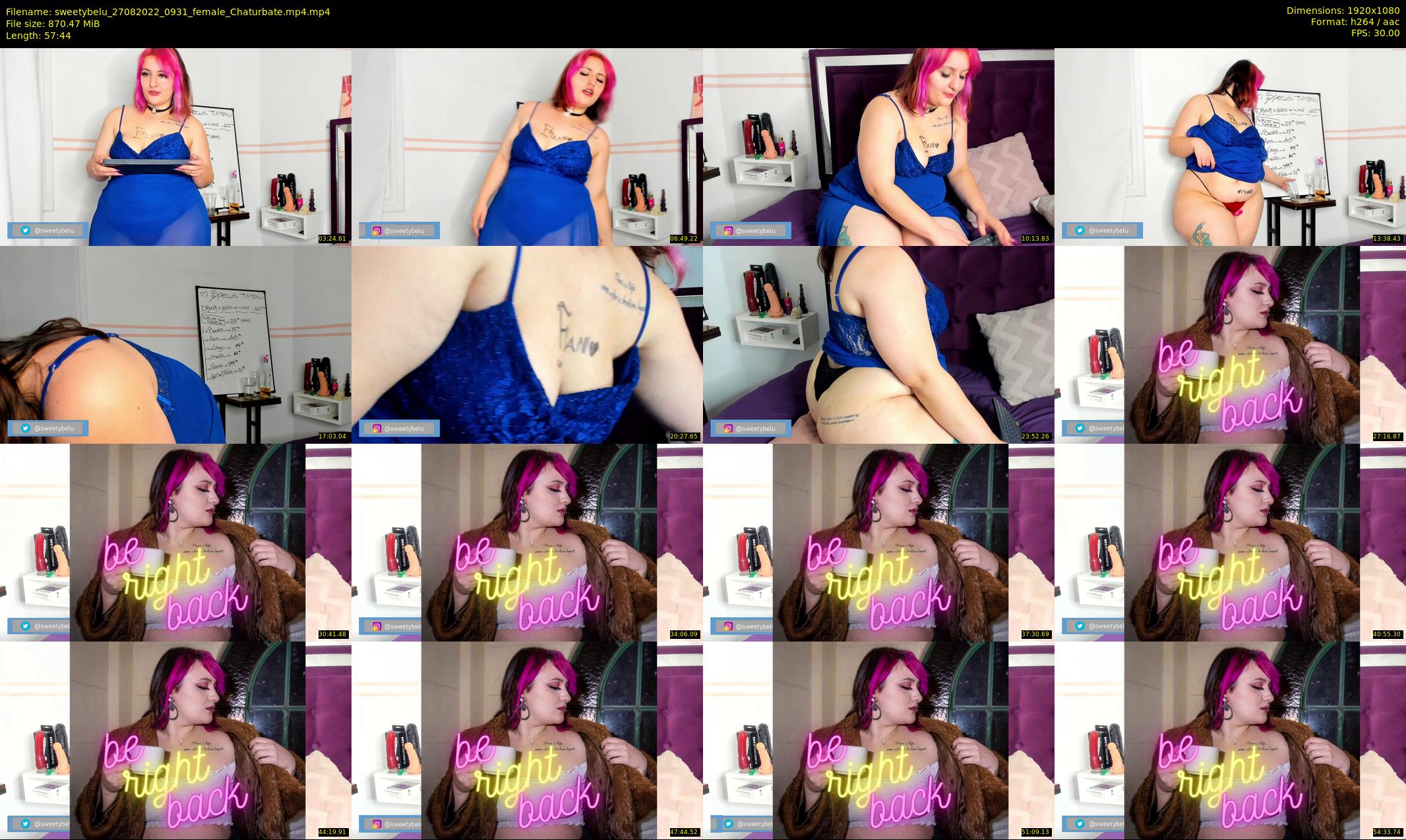 sweetybelu — 58 minute Chaturbate female cam show recording, 1080p, Aug 27, 2022