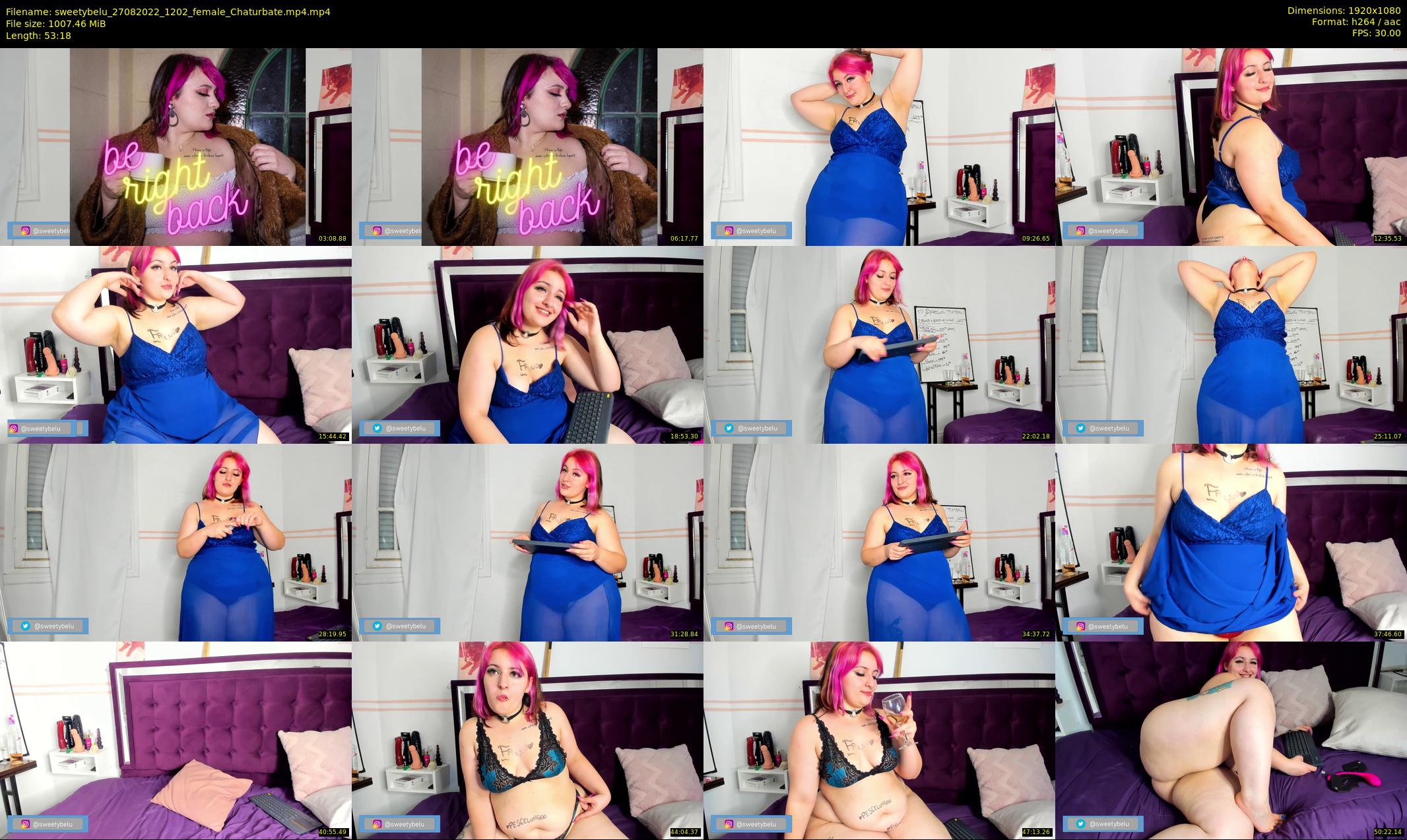 sweetybelu — 54 minute Chaturbate female cam show recording, 1080p, Aug 27, 2022