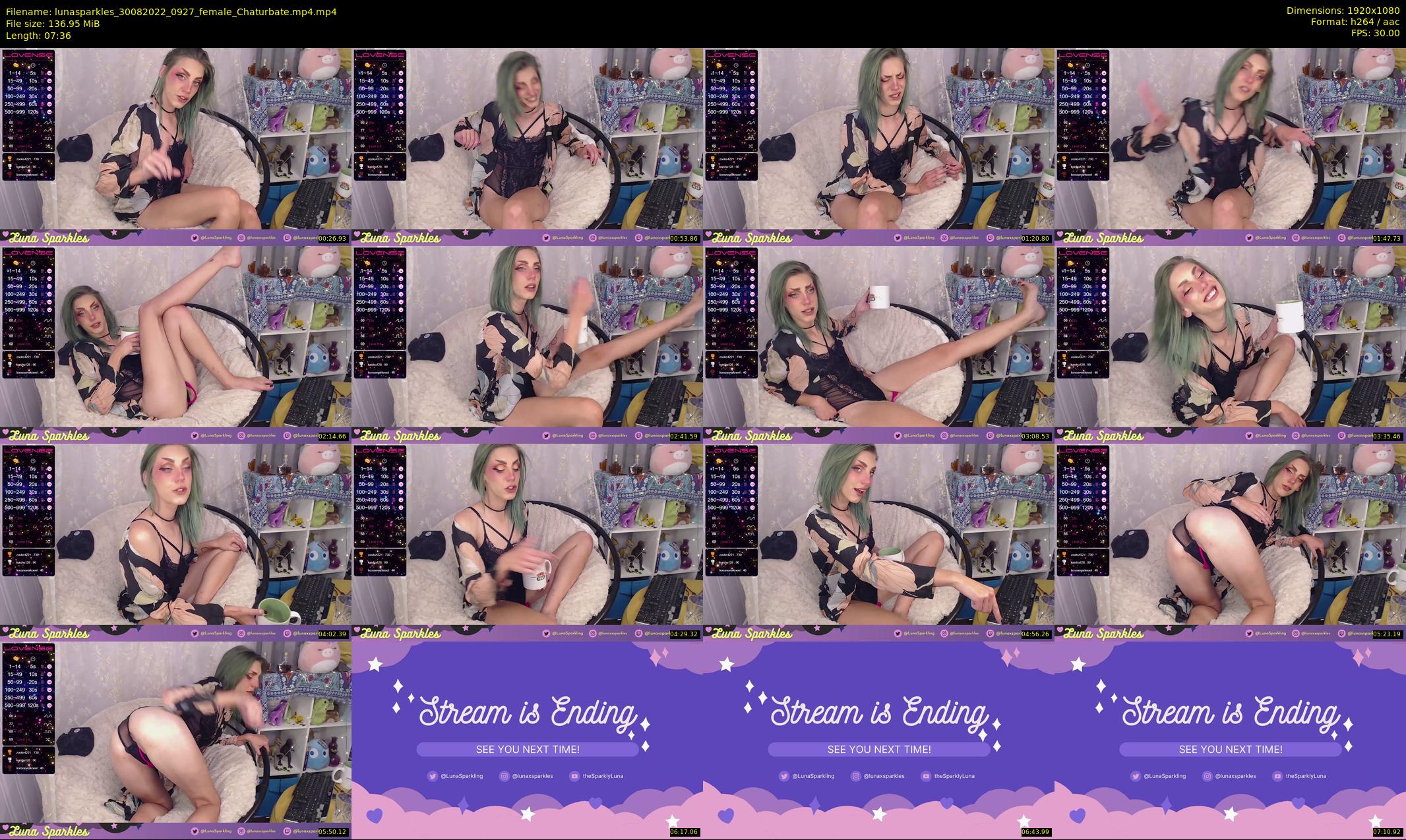 lunasparkles — 8 minute Chaturbate female cam show recording, 1080p, Aug 30, 2022