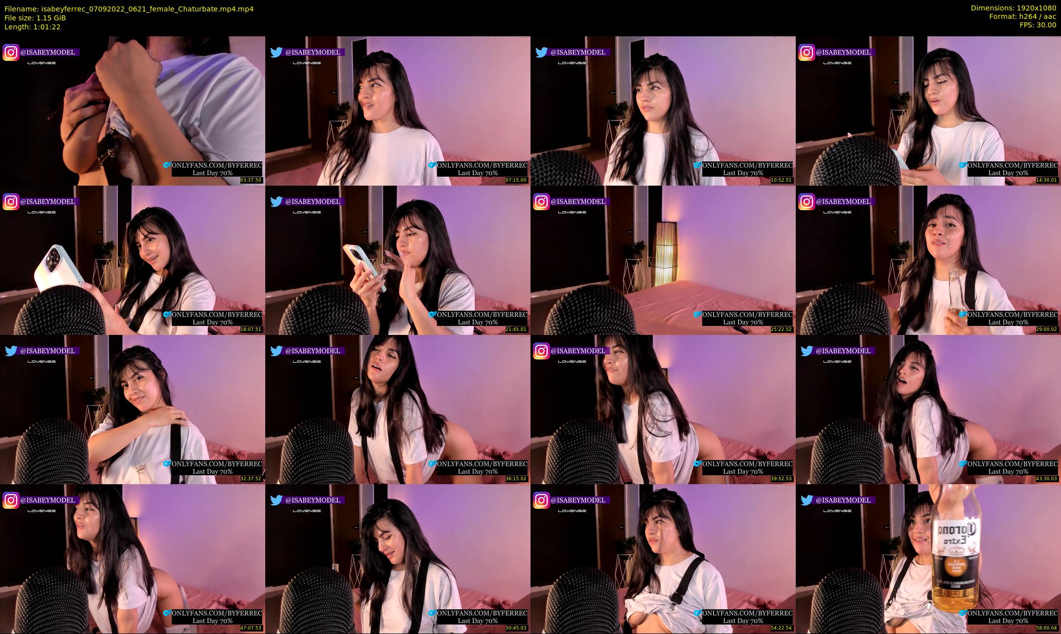isabeyferrec — 62 minute Chaturbate female cam show recording, 1080p, Sep 7, 2022