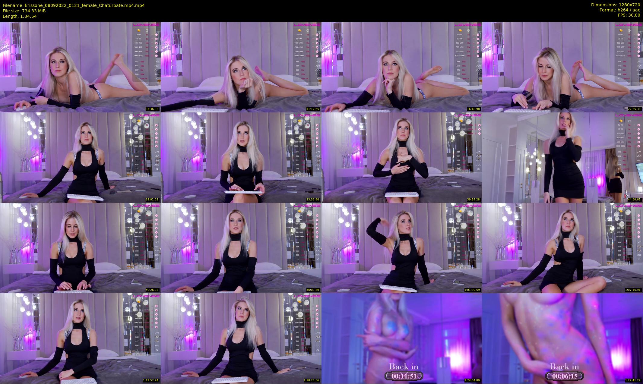 krissone — 95 minute Chaturbate female cam show recording, 720p, Sep 8, 2022