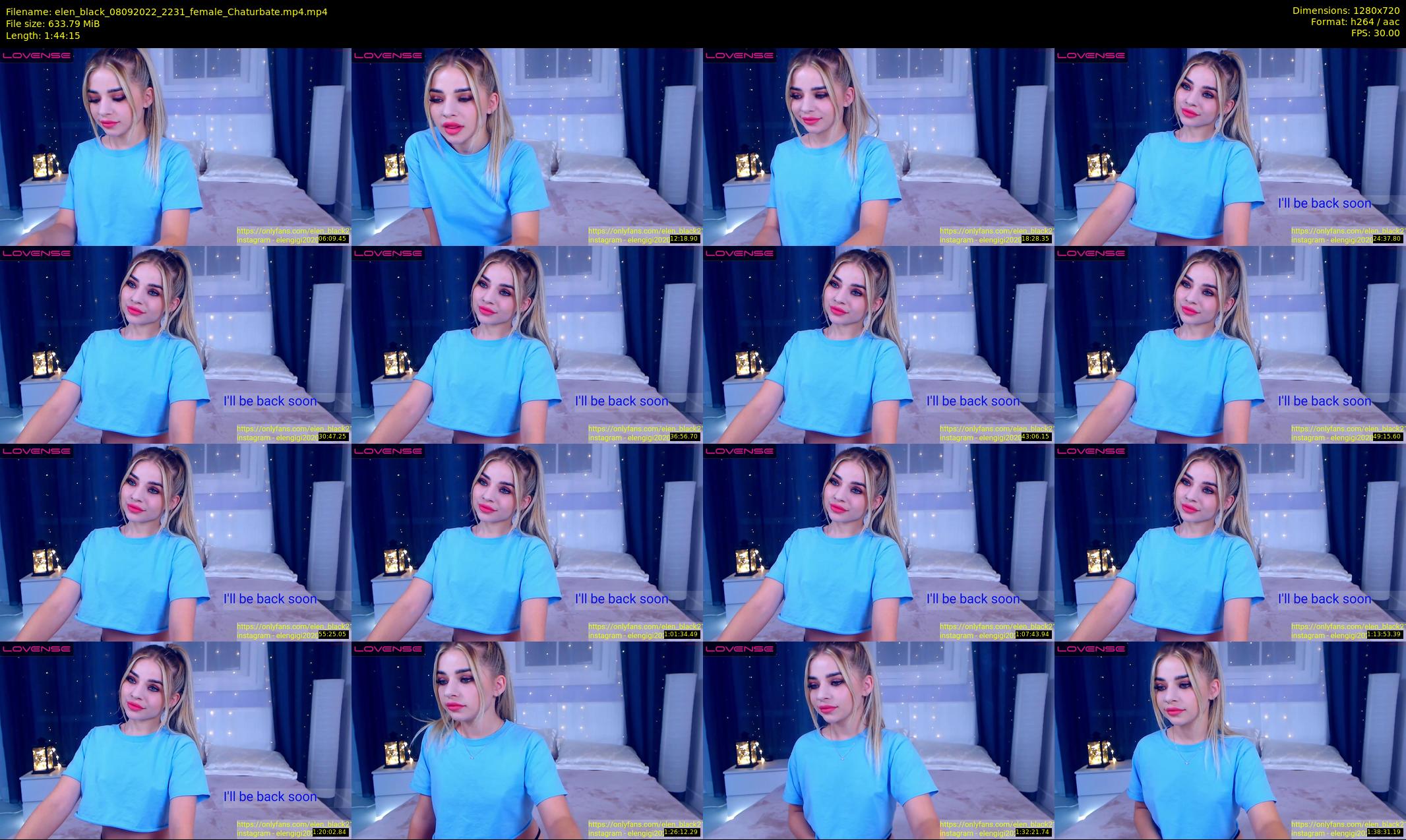 elen_black — 105 minute Chaturbate female cam show recording, 720p, Sep 8, 2022