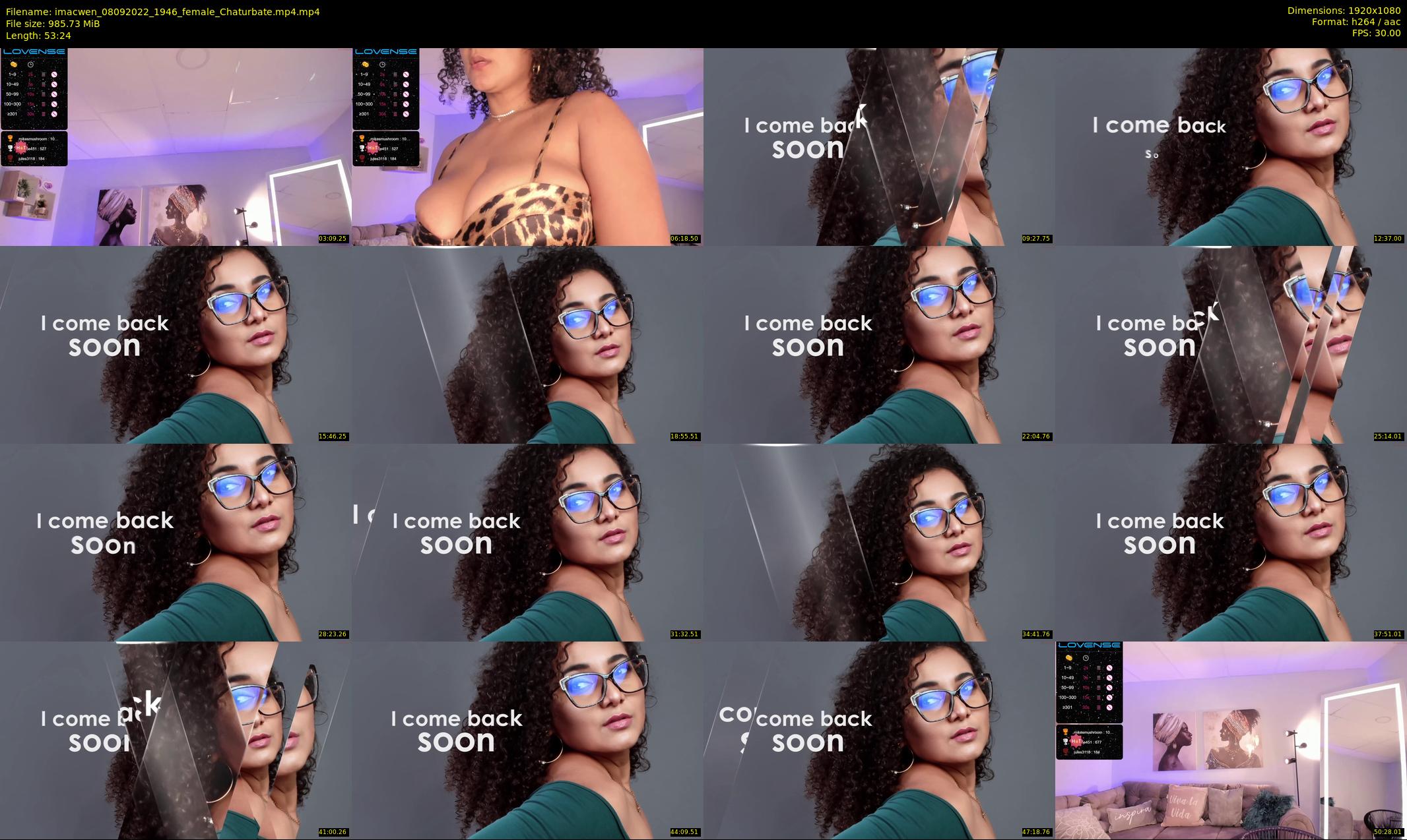 imacwen — 54 minute Chaturbate female cam show recording, 1080p, Sep 8, 2022