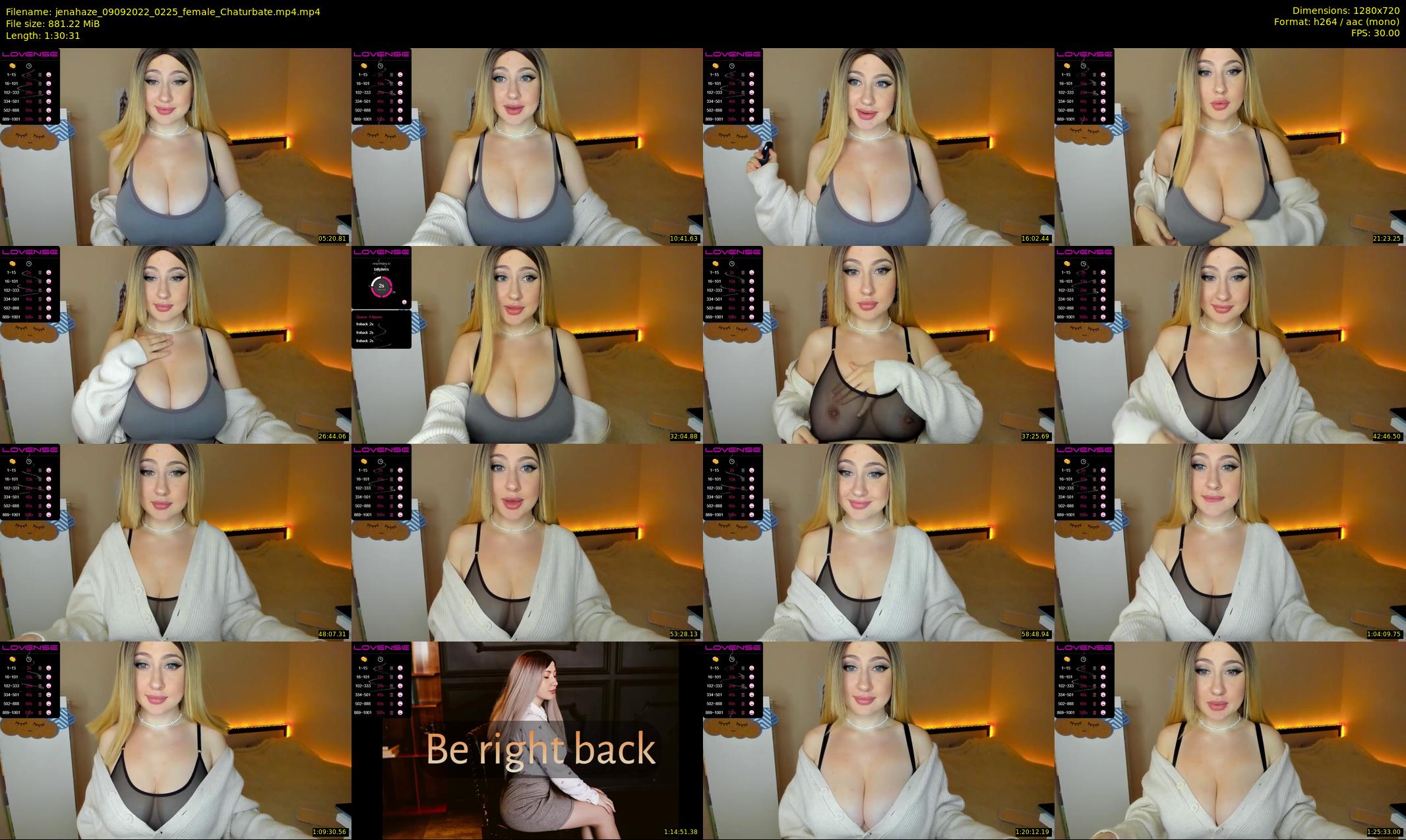 jenahaze — 91 minute Chaturbate female cam show recording, 720p, Sep 9, 2022