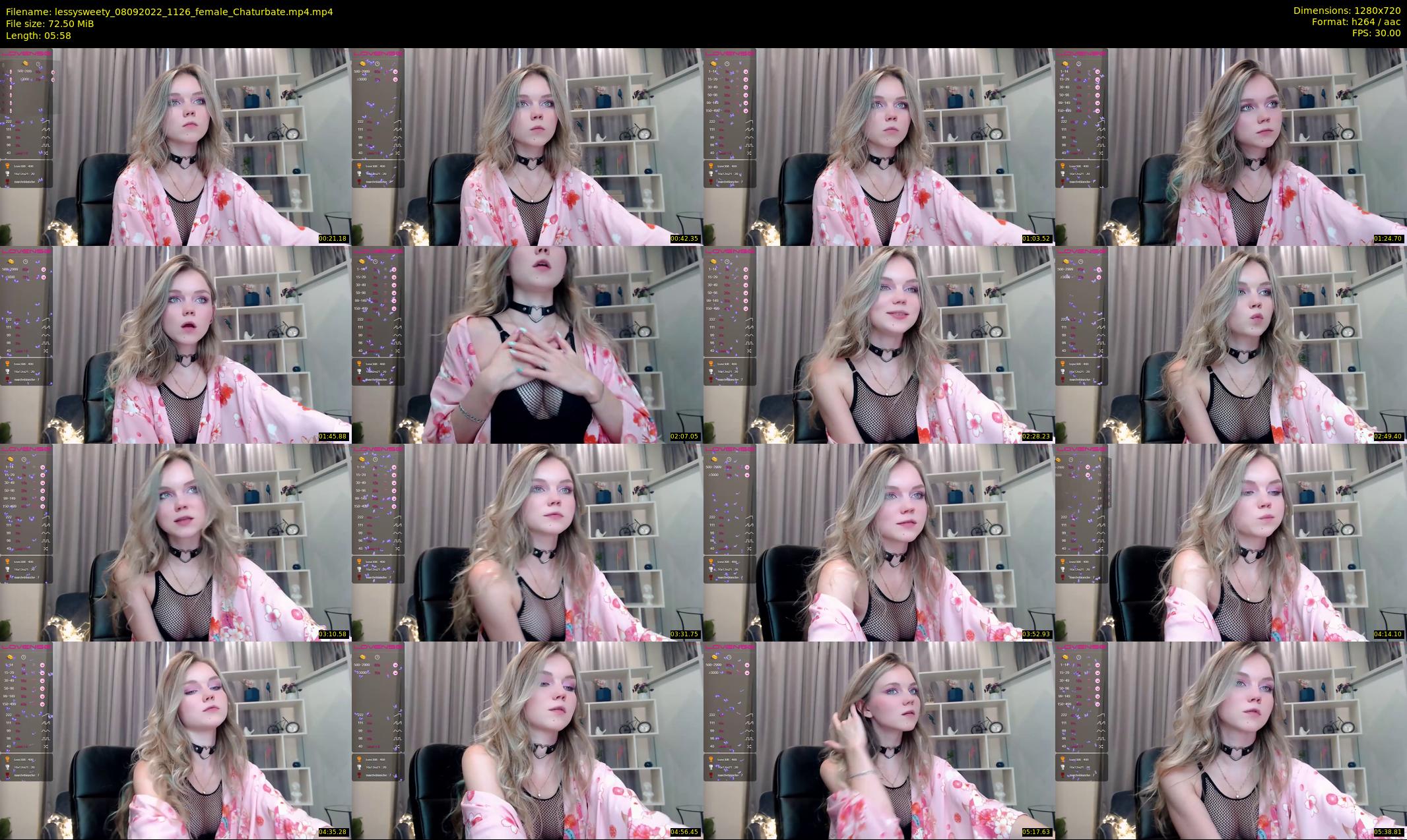lessysweety — 6 minute Chaturbate female cam show recording, 720p, Sep 8, 2022