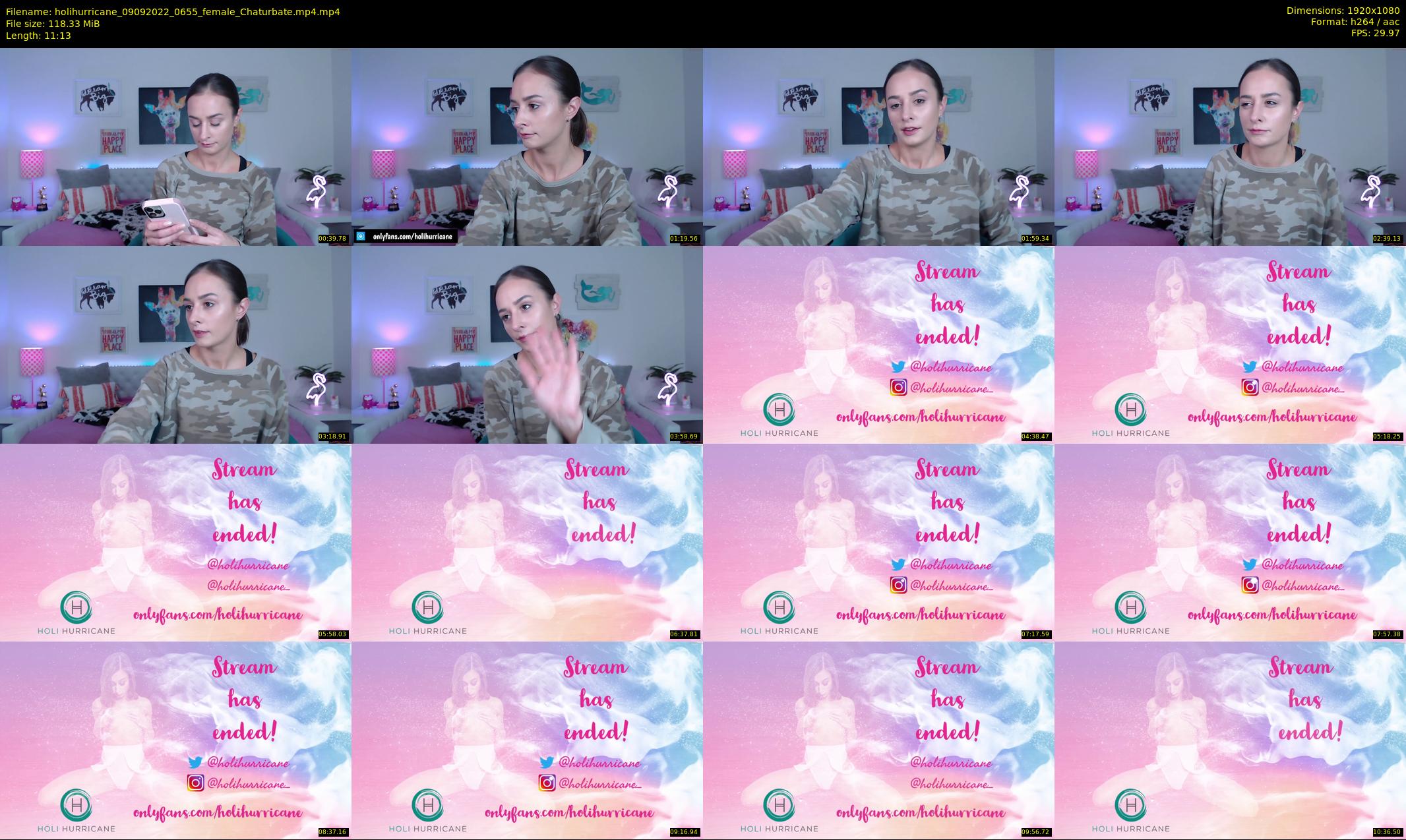 holihurricane — 12 minute Chaturbate female cam show recording, 1080p, Sep 9, 2022